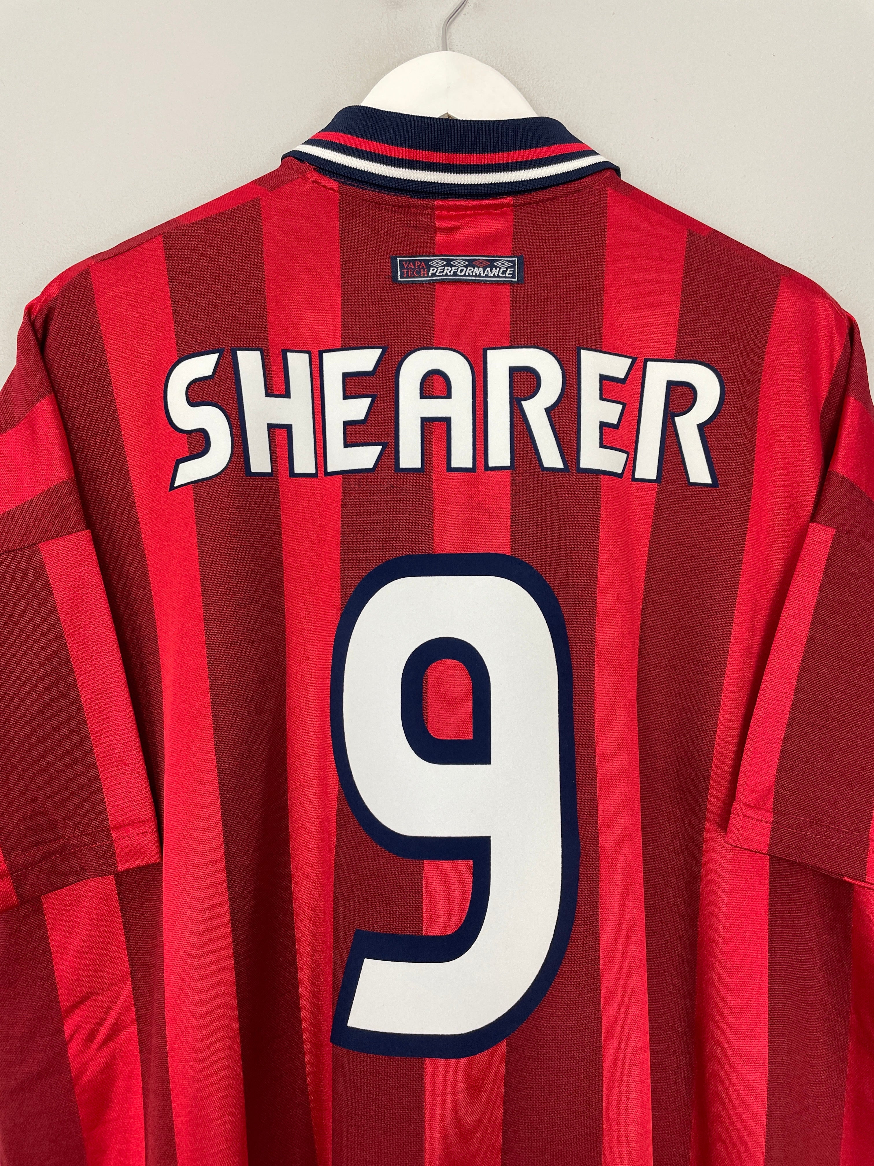 Shop 1997/99 ENGLAND SHEARER #9 AWAY SHIRT (XXL) UMBRO, classic football shirts, vintage football shirts & retro soccer jerseys at Cult Kits