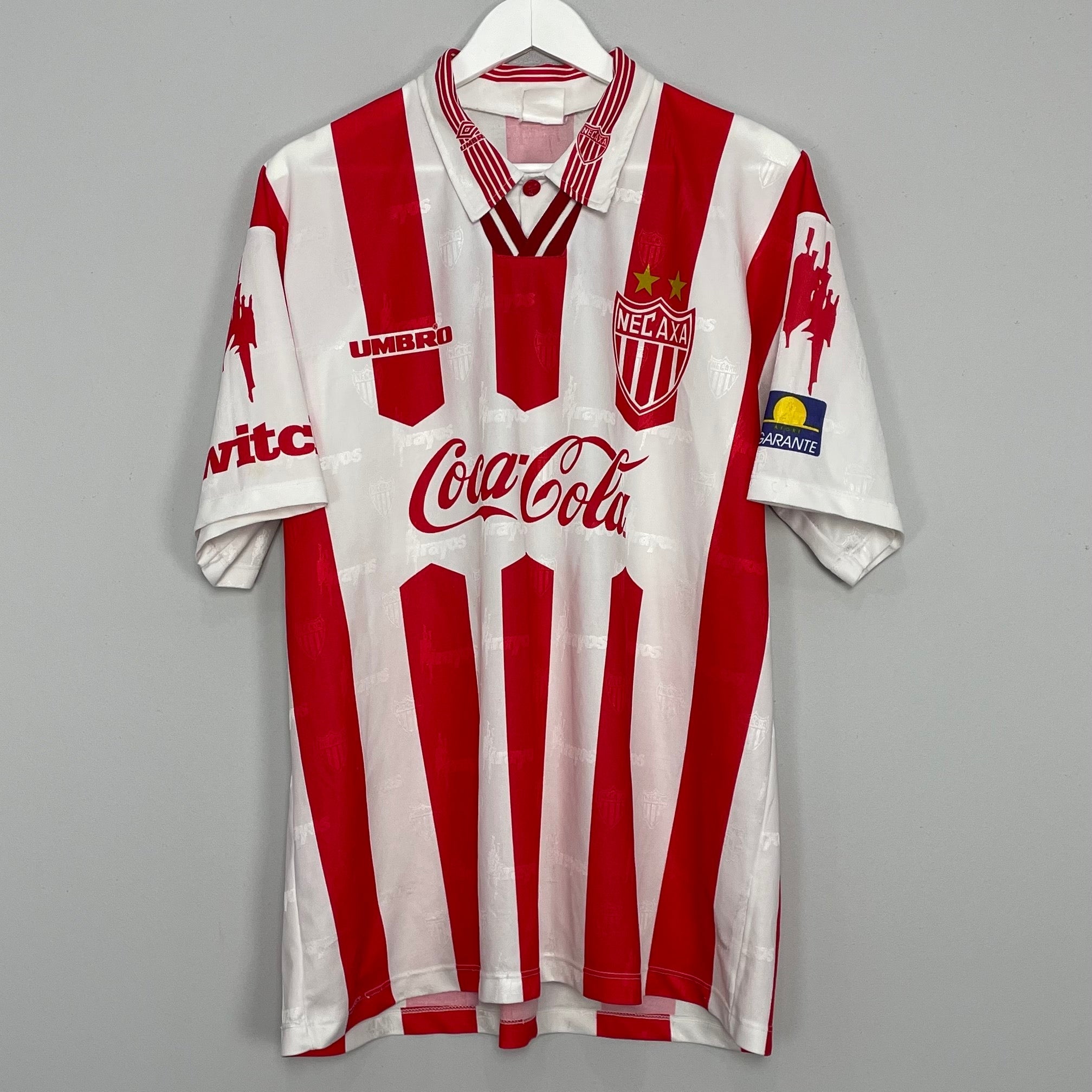 Shop 1997/98 NECAXA #16 HOME SHIRT (XL) UMBRO, classic football shirts, vintage football shirts & retro soccer jerseys at Cult Kits