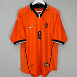 Shop 1998/00 NETHERLANDS BERGKAMP #8 HOME SHIRT (L) NIKE, classic football shirts, vintage football shirts & retro soccer jerseys at Cult Kits
