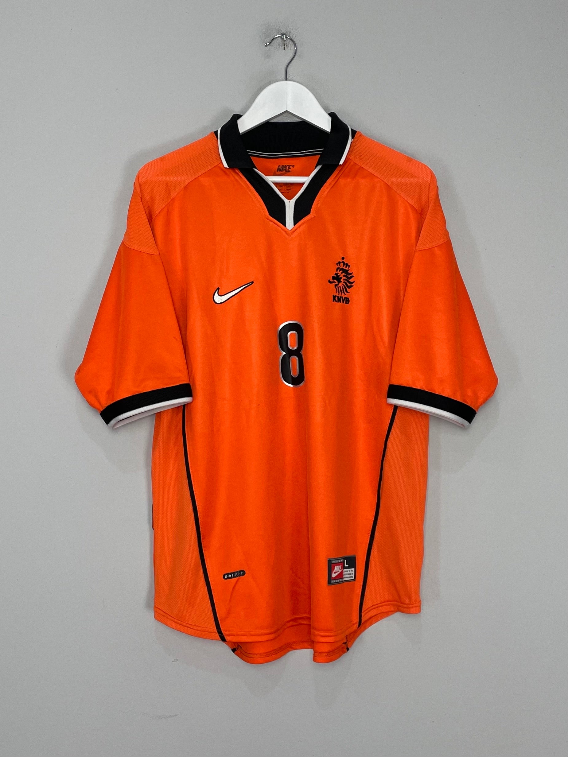 Shop 1998/00 NETHERLANDS BERGKAMP #8 HOME SHIRT (L) NIKE, classic football shirts, vintage football shirts & retro soccer jerseys at Cult Kits