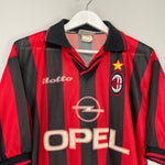 Shop 1997/98 AC MILAN HOME SHIRT (XL) LOTTO, classic football shirts, vintage football shirts & retro soccer jerseys at Cult Kits