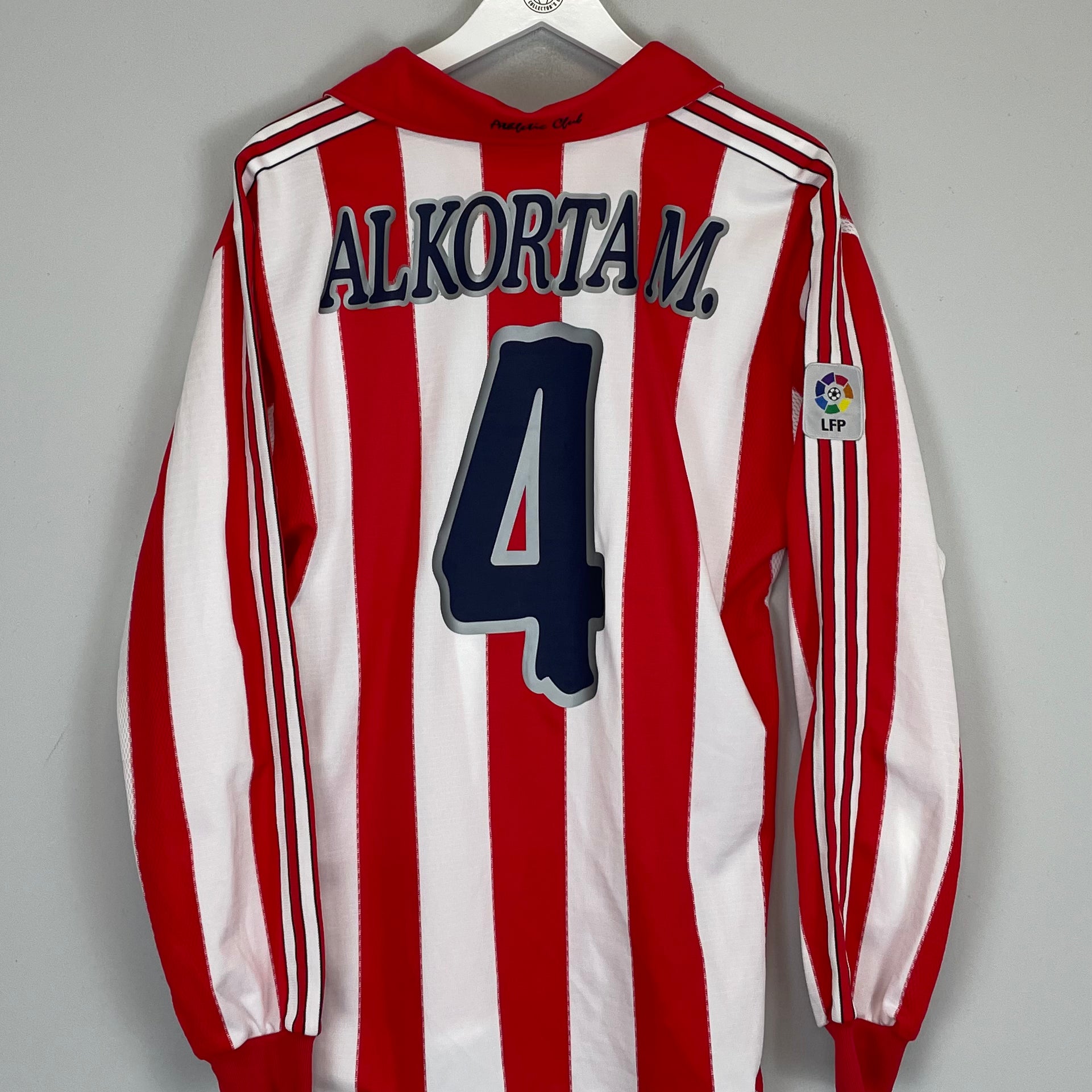 Shop 1999/01 ATHLETIC BILBAO ALKORTA #4 L/S HOME SHIRT (XL) ADIDAS, classic football shirts, vintage football shirts & retro soccer jerseys at Cult Kits