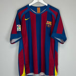 Shop 2005/06 BARCELONA RONALDINHO #10 HOME SHIRT (L) NIKE, classic football shirts, vintage football shirts & retro soccer jerseys at Cult Kits