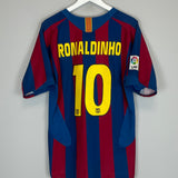 Shop 2005/06 BARCELONA RONALDINHO #10 HOME SHIRT (L) NIKE, classic football shirts, vintage football shirts & retro soccer jerseys at Cult Kits