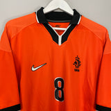 Shop 1998/00 NETHERLANDS BERGKAMP #8 HOME SHIRT (L) NIKE, classic football shirts, vintage football shirts & retro soccer jerseys at Cult Kits