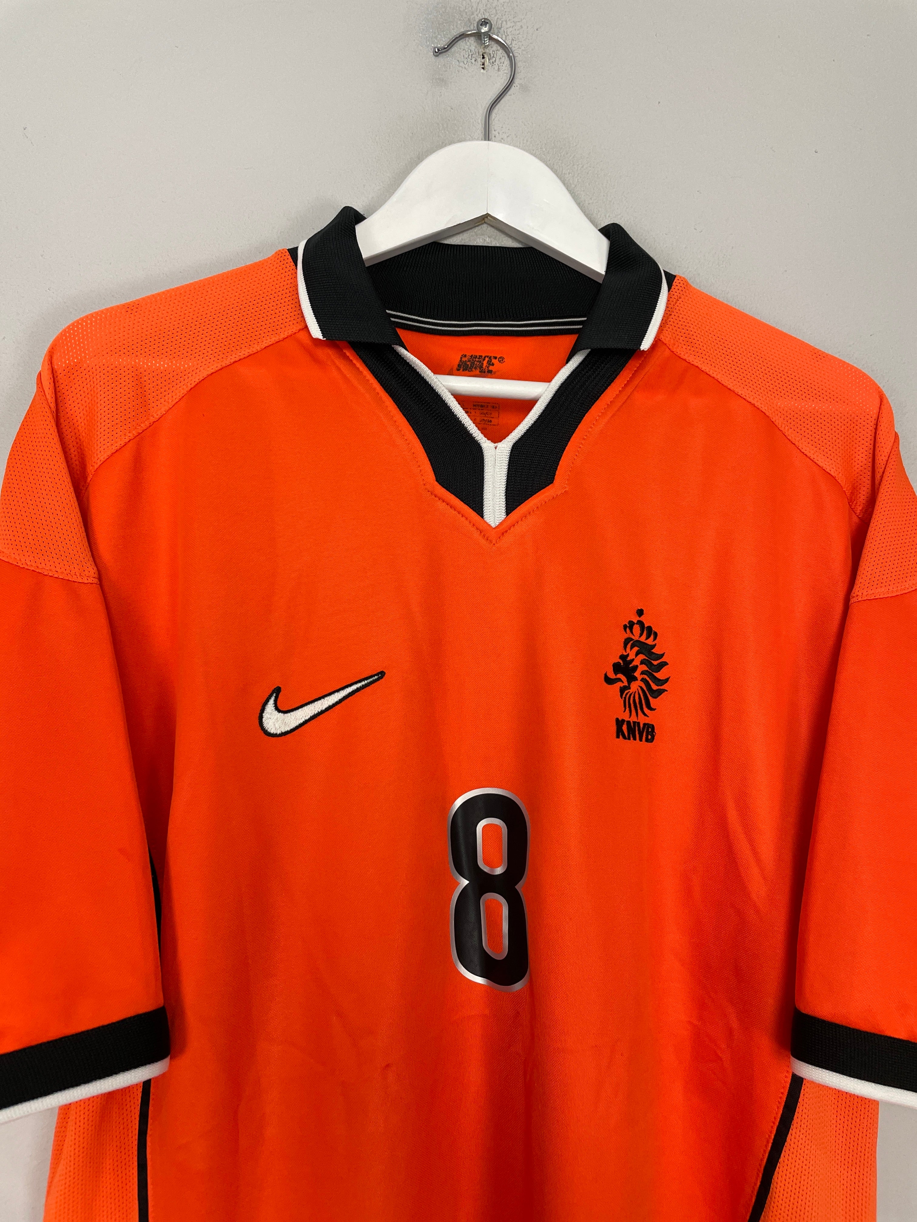 Shop 1998/00 NETHERLANDS BERGKAMP #8 HOME SHIRT (L) NIKE, classic football shirts, vintage football shirts & retro soccer jerseys at Cult Kits