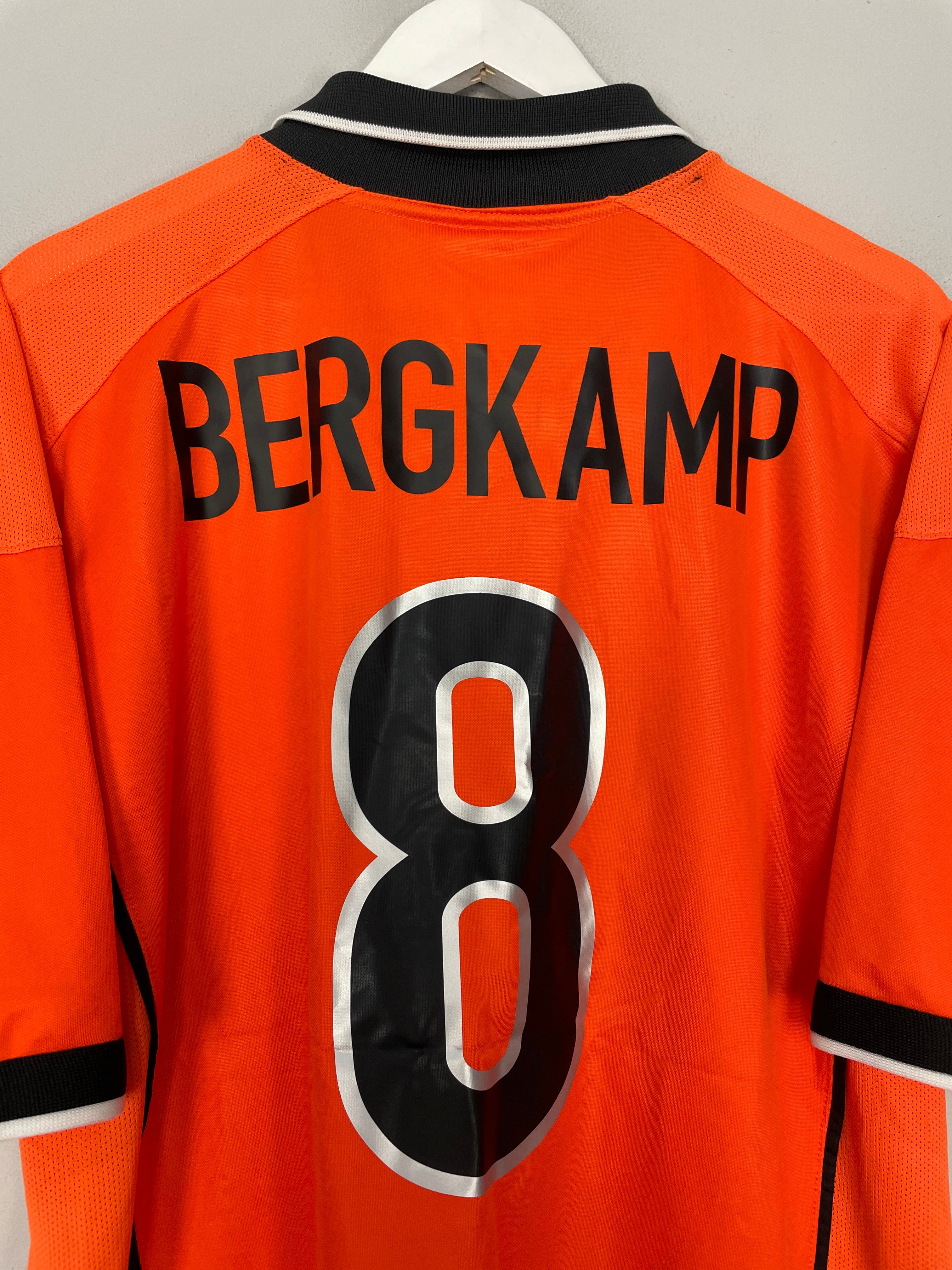 Shop 1998/00 NETHERLANDS BERGKAMP #8 HOME SHIRT (L) NIKE, classic football shirts, vintage football shirts & retro soccer jerseys at Cult Kits