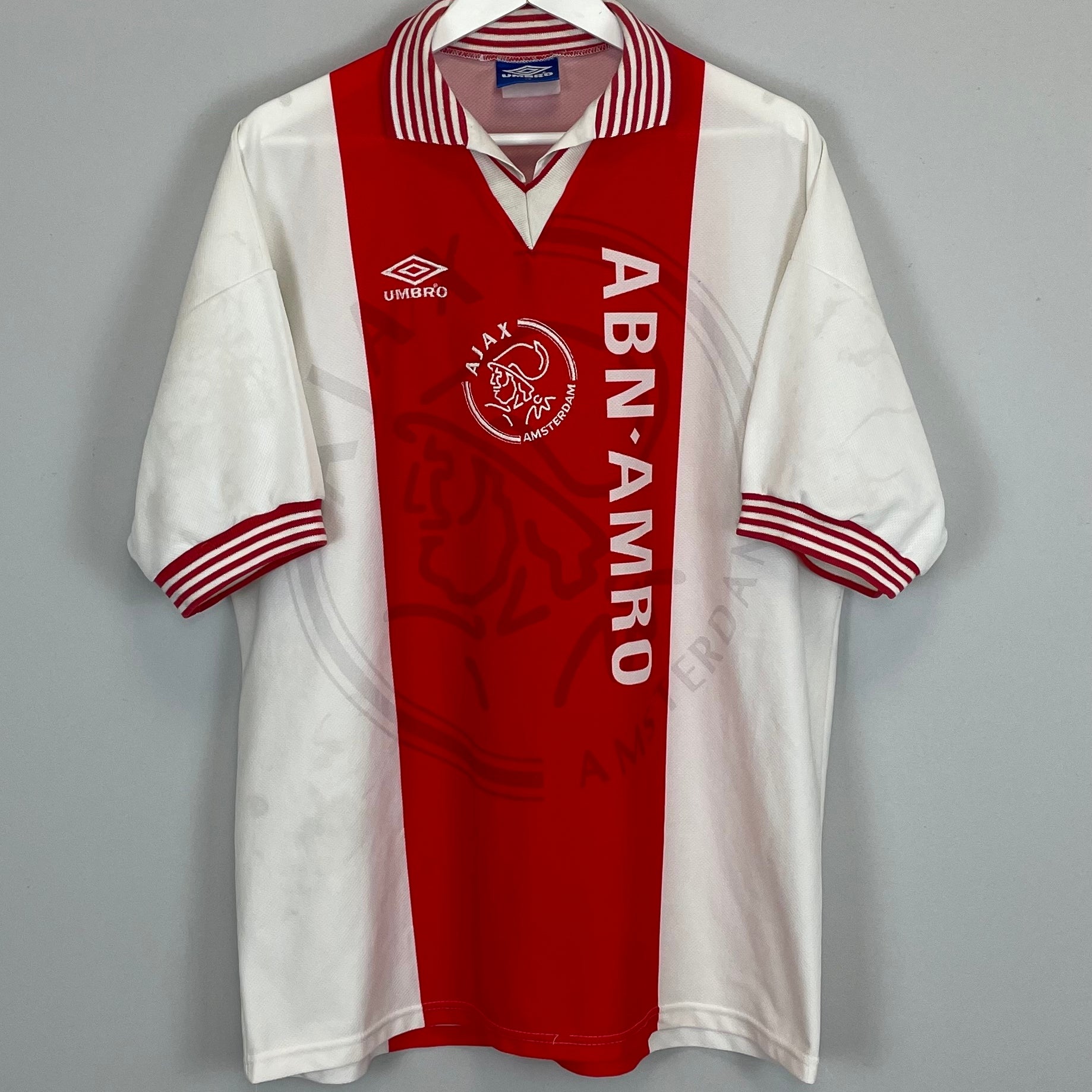 Shop 1996/97 AJAX HOME SHIRT (XL) UMBRO, classic football shirts, vintage football shirts & retro soccer jerseys at Cult Kits