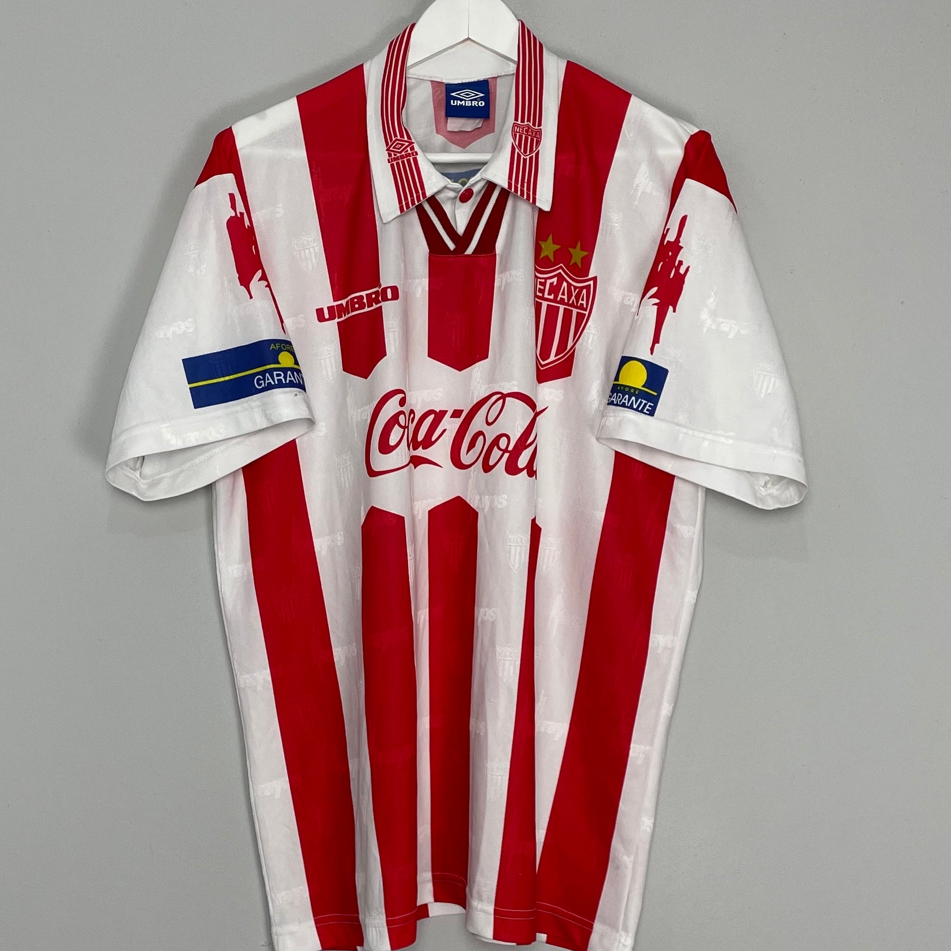 Shop 1998/99 NECAXA HOME SHIRT (XL) UMBRO, classic football shirts, vintage football shirts & retro soccer jerseys at Cult Kits