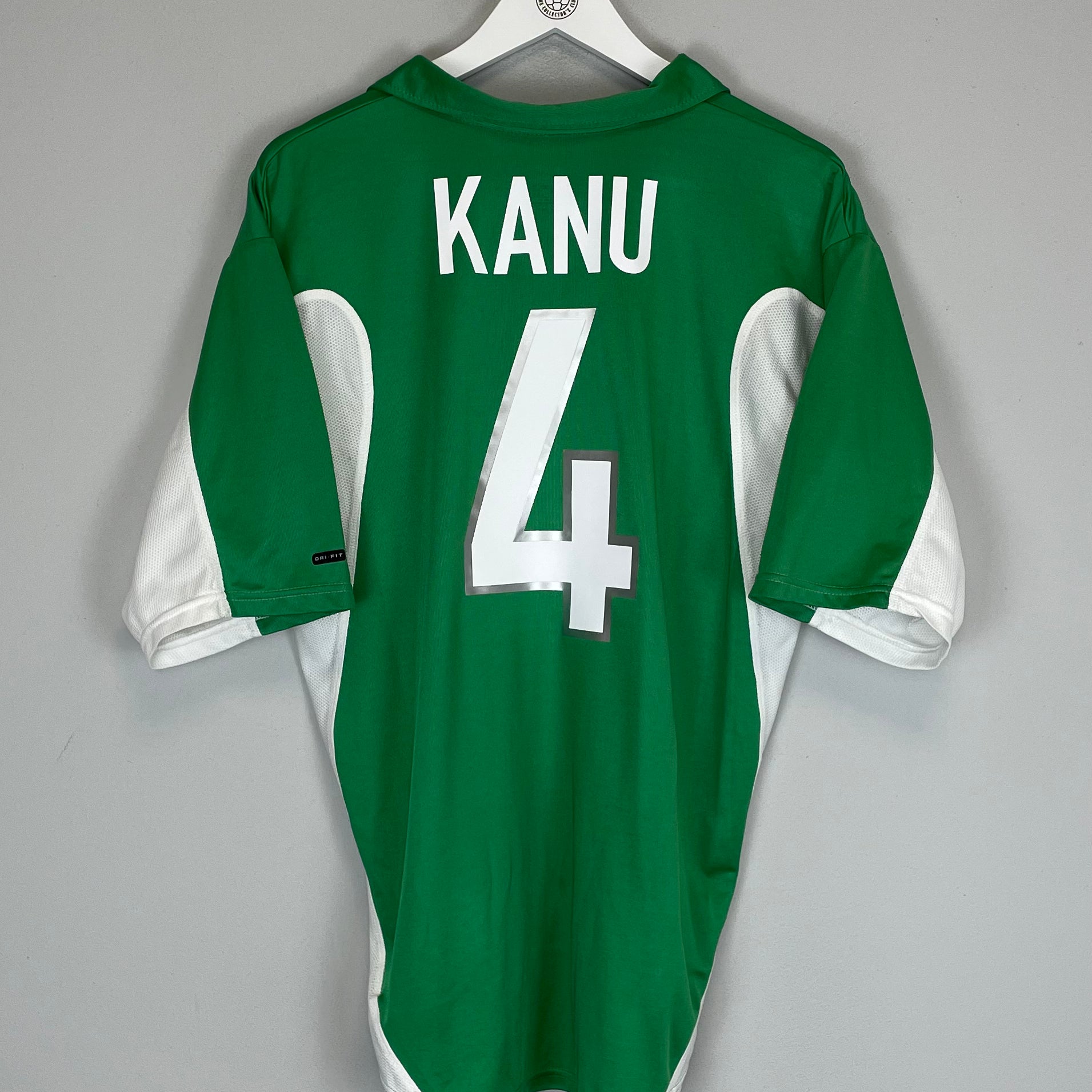 Shop 2000/01 NIGERIA KANU #4 HOME SHIRT (L) NIKE, classic football shirts, vintage football shirts & retro soccer jerseys at Cult Kits