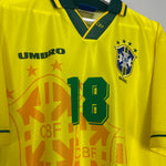 Shop 1994/97 BRAZIL RONALDINHO #18 HOME SHIRT (XL) UMBRO, classic football shirts, vintage football shirts & retro soccer jerseys at Cult Kits