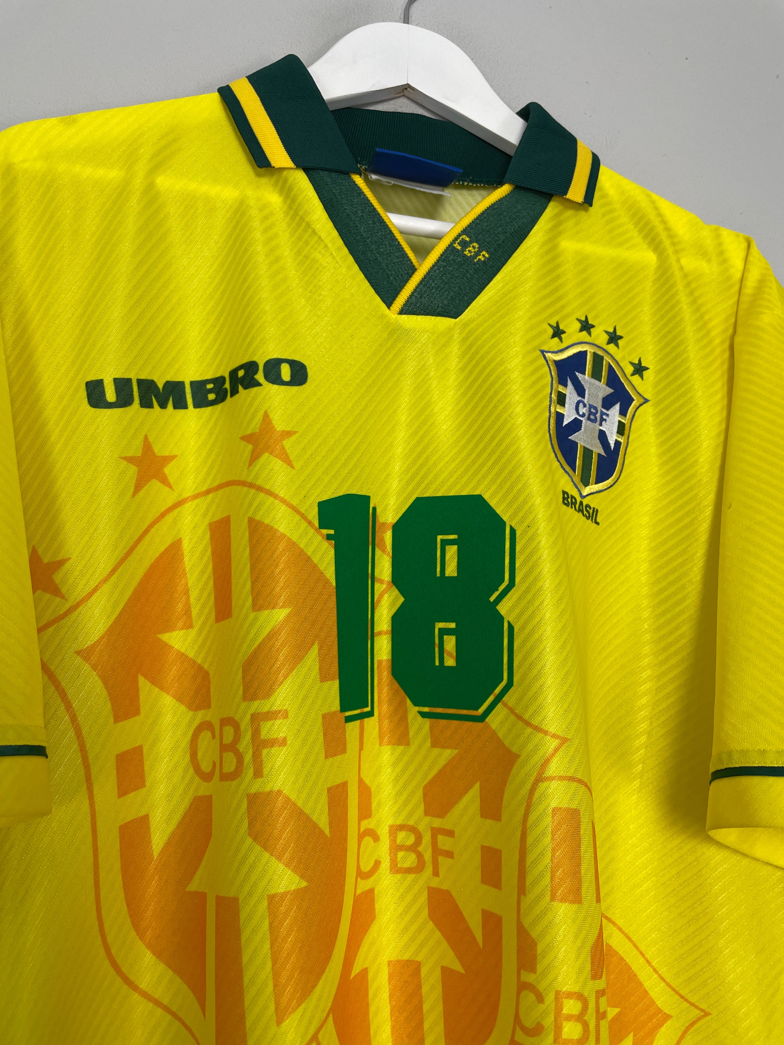 Shop 1994/97 BRAZIL RONALDINHO #18 HOME SHIRT (XL) UMBRO, classic football shirts, vintage football shirts & retro soccer jerseys at Cult Kits