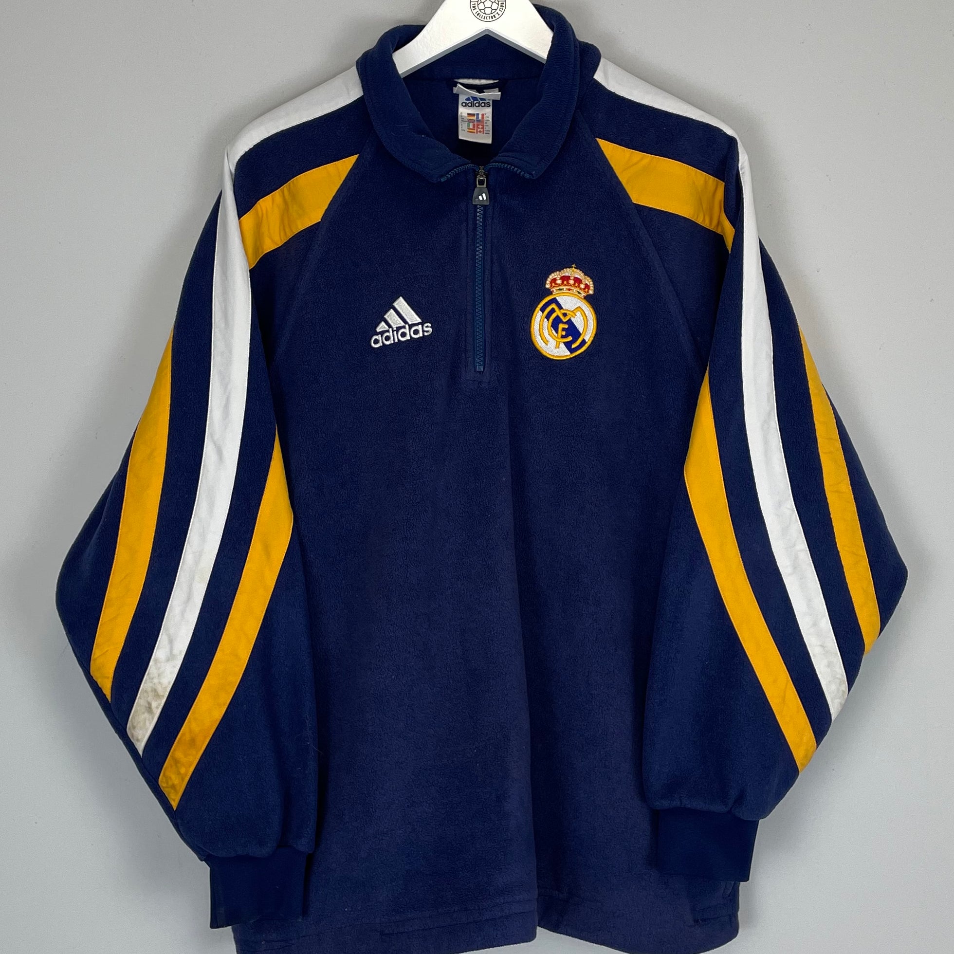 Shop 1998/99 REAL MADRID 1/4 ZIP FLEECE (M) ADIDAS, classic football shirts, vintage football shirts & retro soccer jerseys at Cult Kits