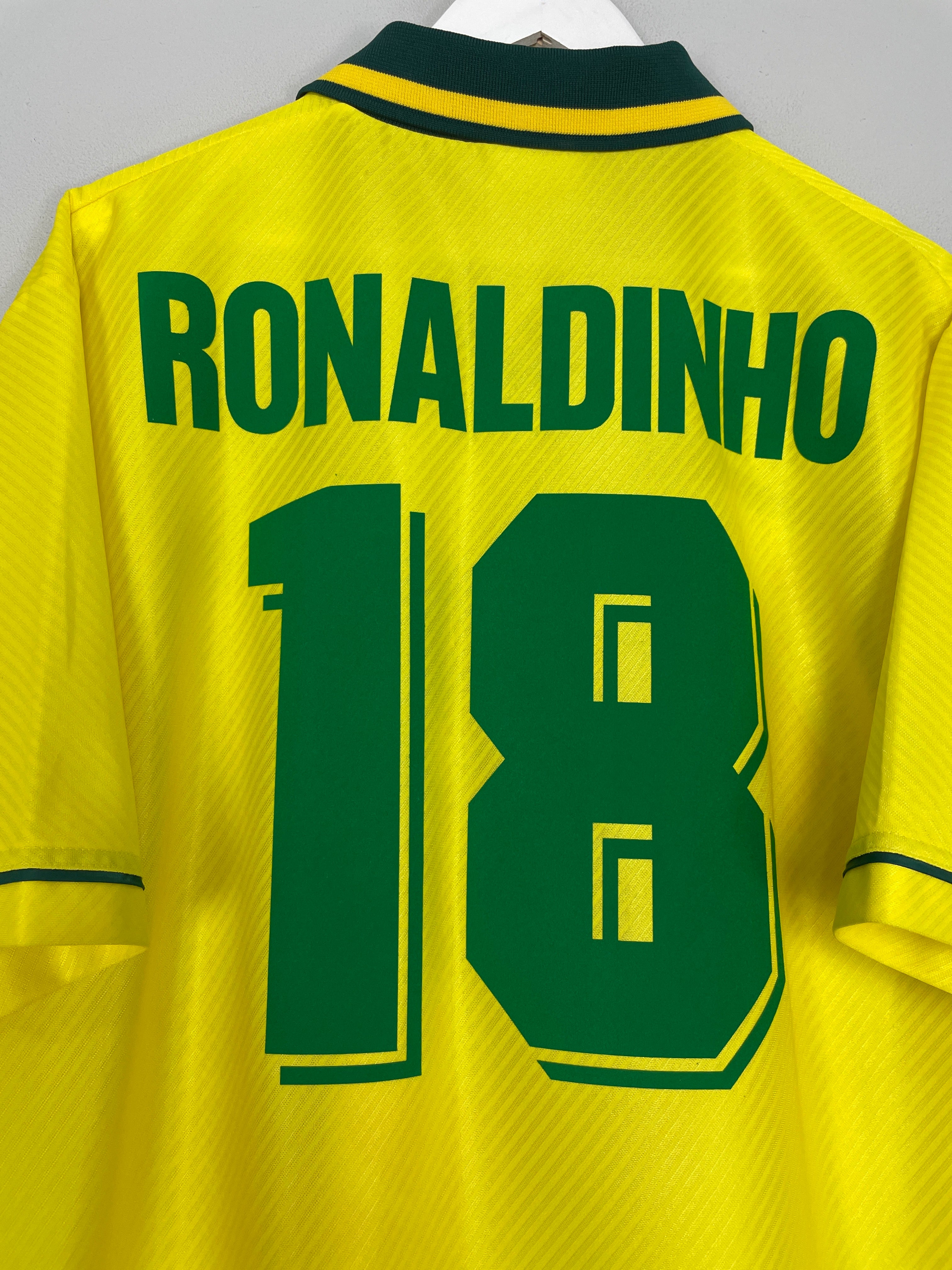 Shop 1994/97 BRAZIL RONALDINHO #18 HOME SHIRT (XL) UMBRO, classic football shirts, vintage football shirts & retro soccer jerseys at Cult Kits