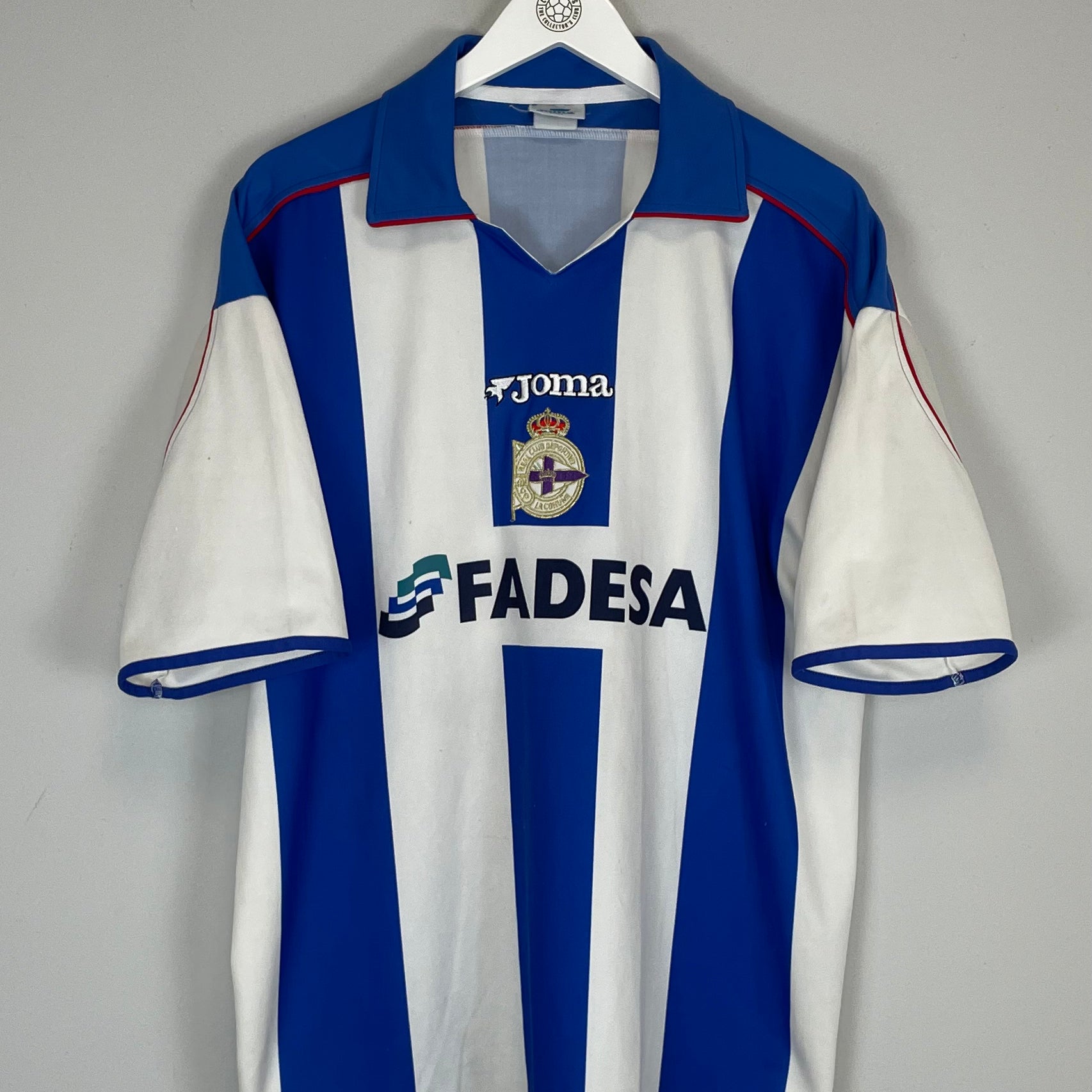 Shop 2001/02 DEPORTIVO LA CORUNA HOME SHIRT (L) JOMA, classic football shirts, vintage football shirts & retro soccer jerseys at Cult Kits