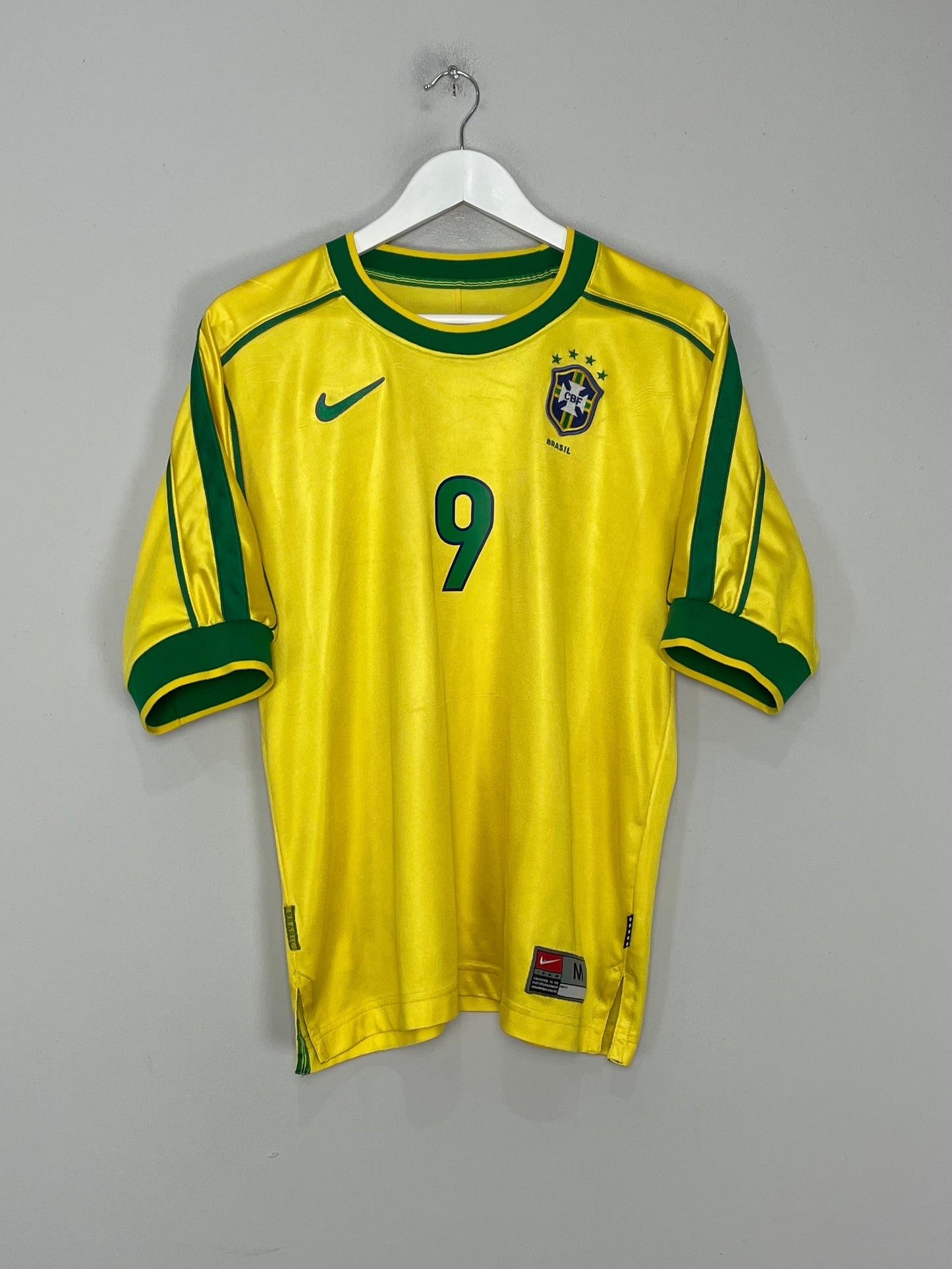 1998/00 BRAZIL RONALDO #9 HOME SHIRT (M) NIKE