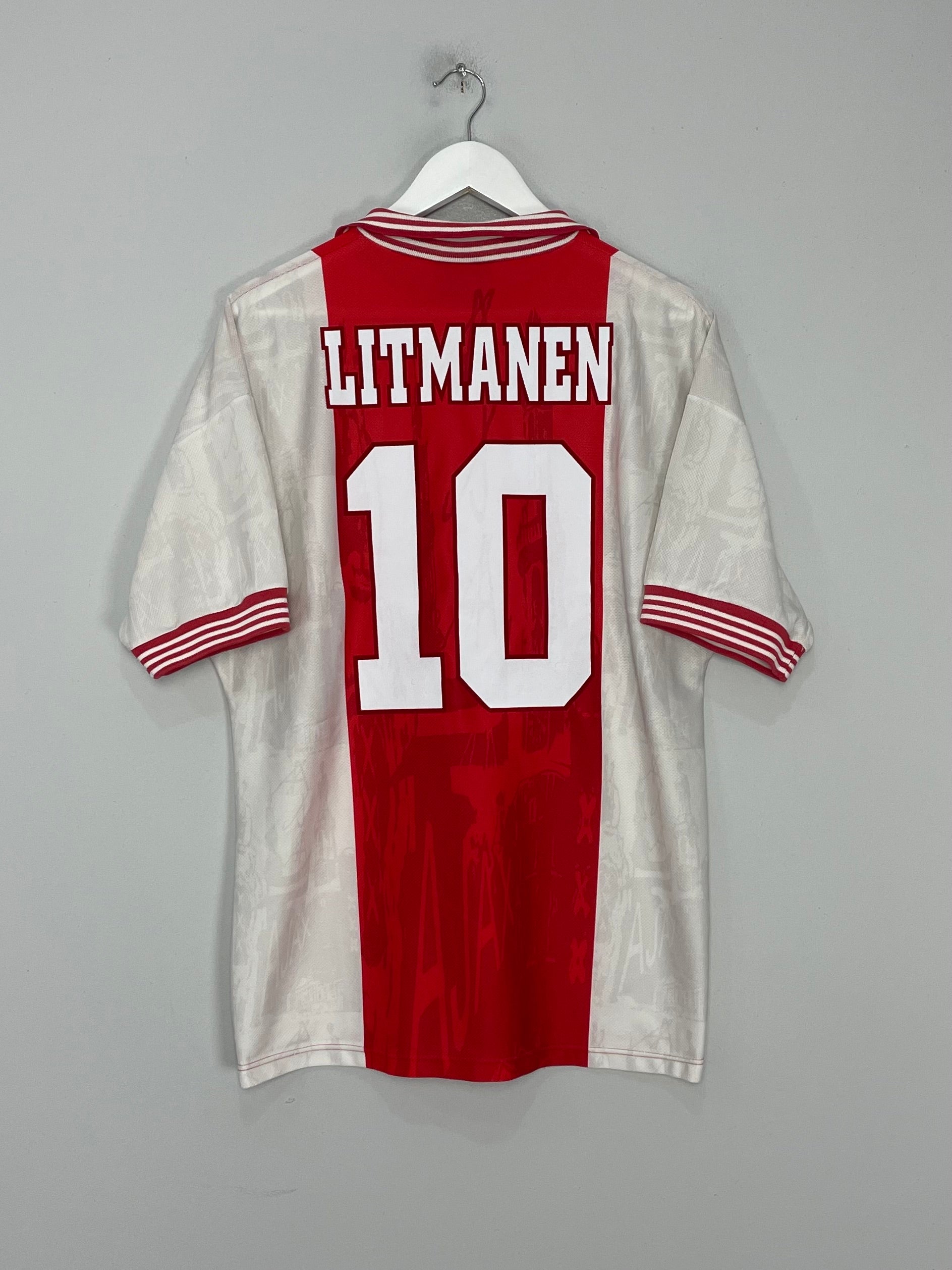 Shop 1996/97 AJAX LITMANEN #10 HOME SHIRT (L) UMBRO, classic football shirts, vintage football shirts & retro soccer jerseys at Cult Kits