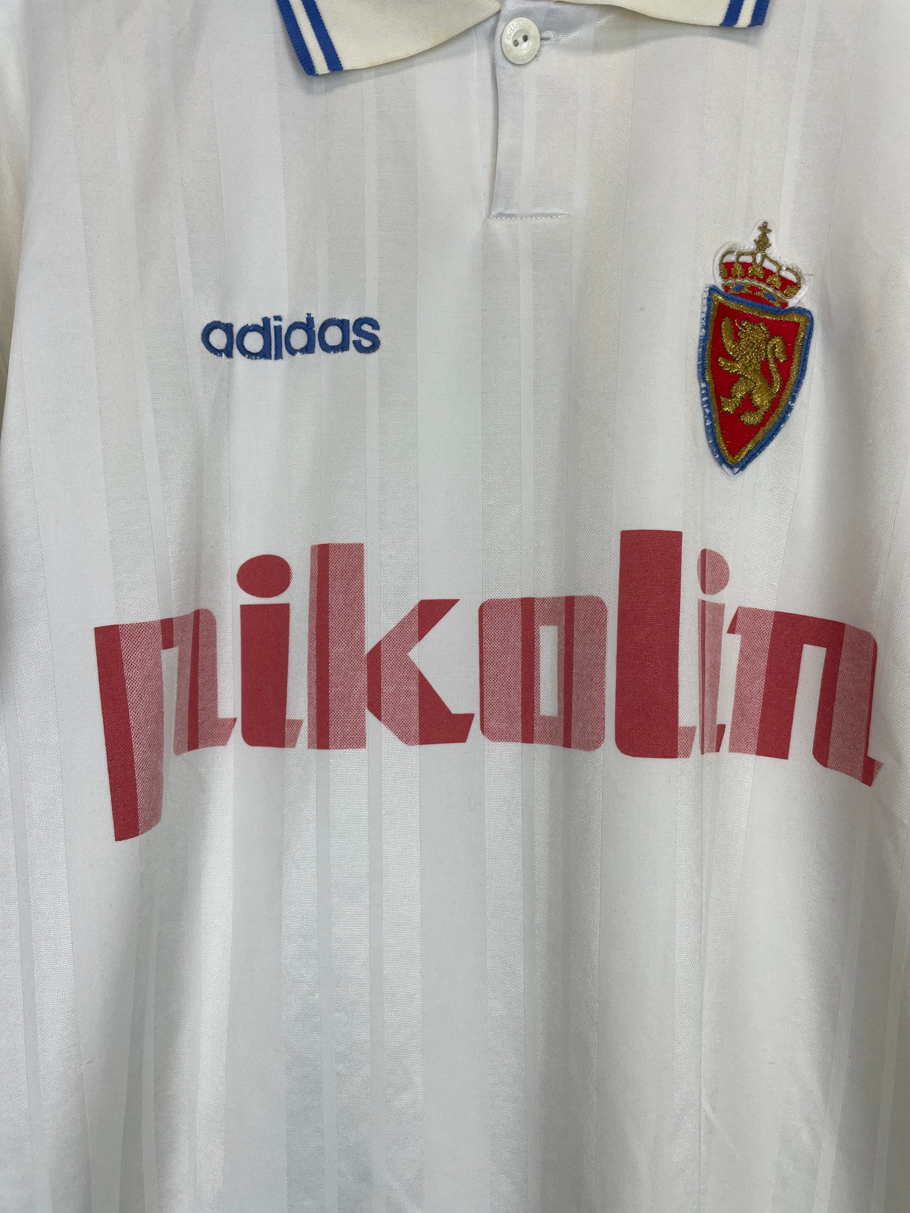 Shop 1995/96 REAL ZARAGOZA HOME SHIRT (L) ADIDAS, classic football shirts, vintage football shirts & retro soccer jerseys at Cult Kits