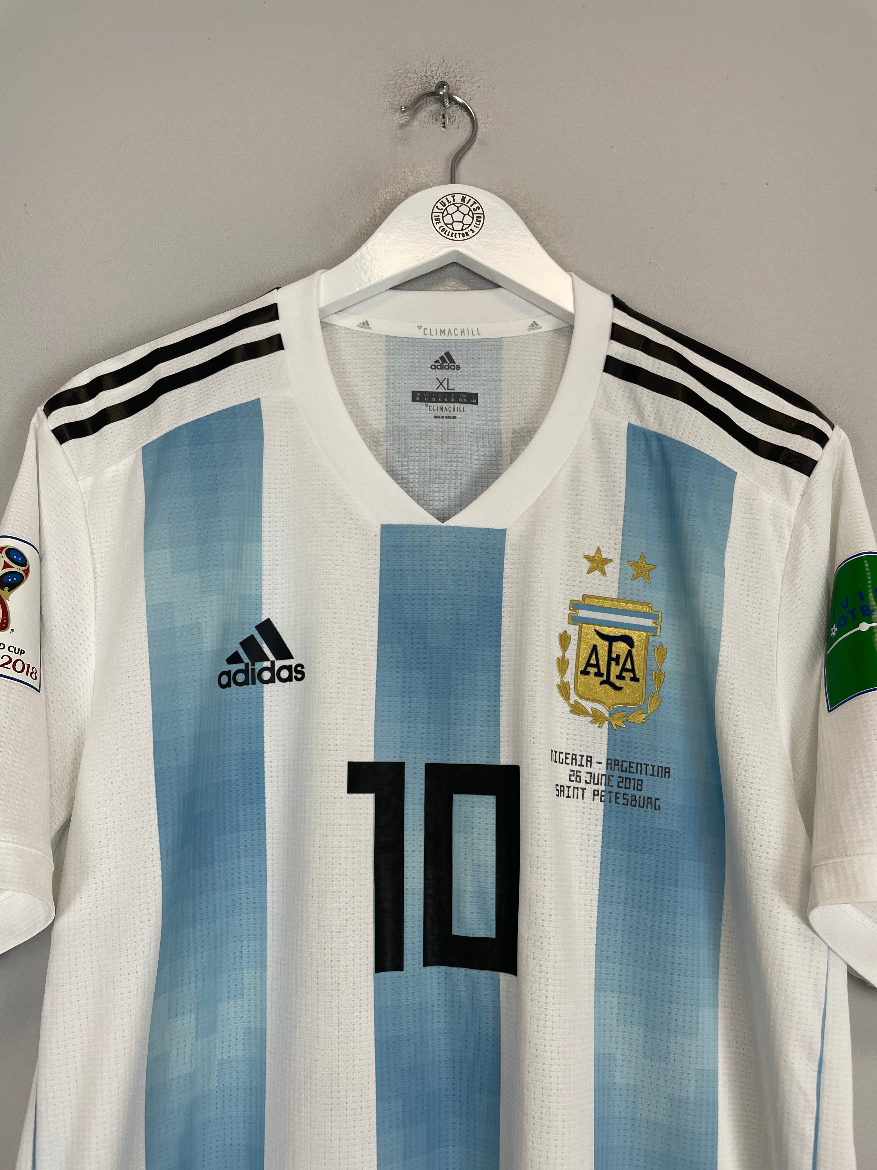 Shop 2018/19 ARGENTINA MESSI #10 *AUTHENTIC* HOME SHIRT (XL) ADIDAS, classic football shirts, vintage football shirts & retro soccer jerseys at Cult Kits