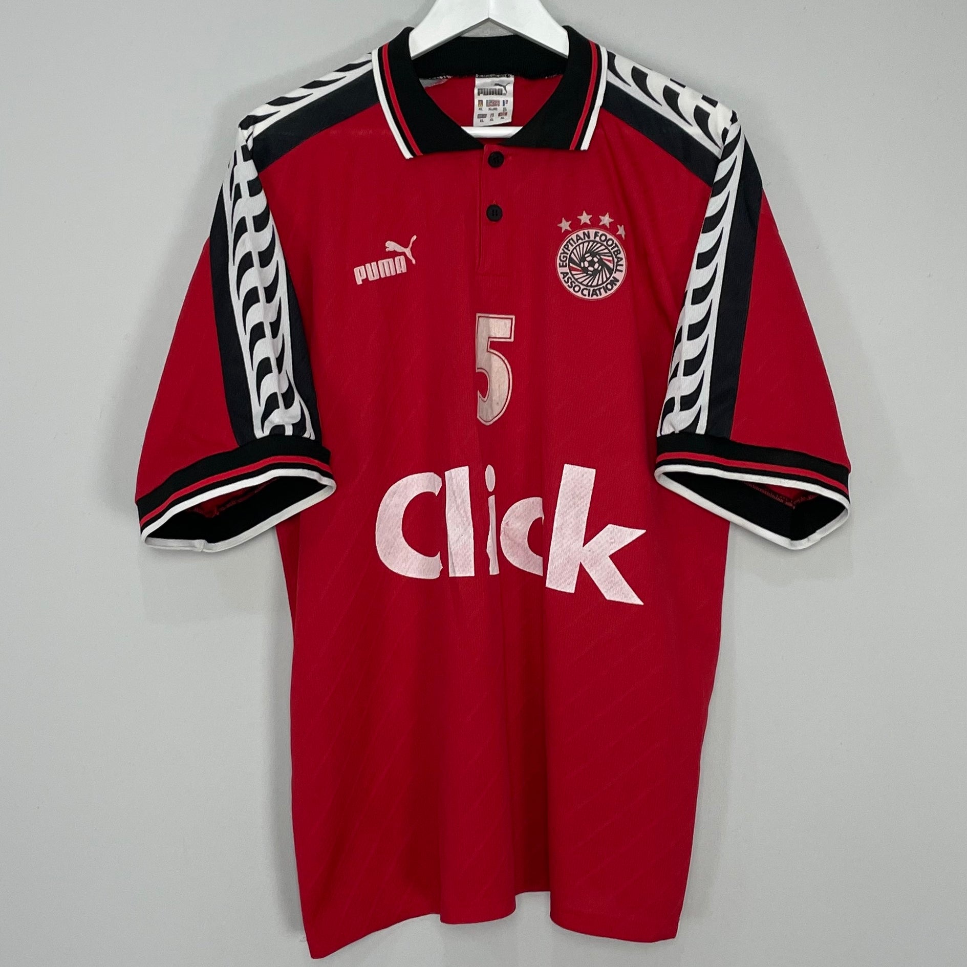 Shop 1999 EGYPT #5 *PLAYER ISSUE* HOME SHIRT (XL) PUMA, classic football shirts, vintage football shirts & retro soccer jerseys at Cult Kits