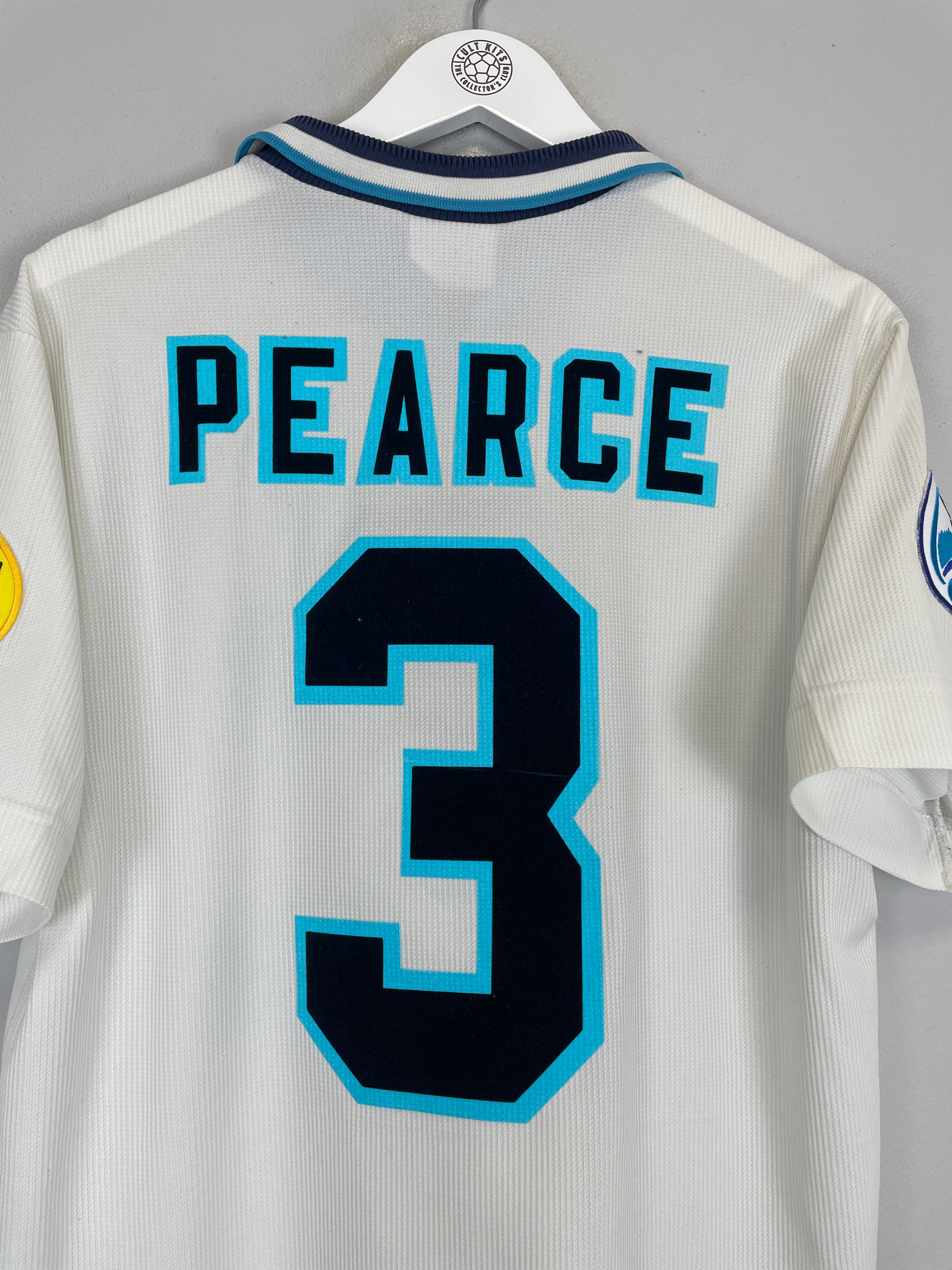 Shop 1995/97 ENGLAND PEARCE #3 HOME SHIRT (L) UMBRO, classic football shirts, vintage football shirts & retro soccer jerseys at Cult Kits