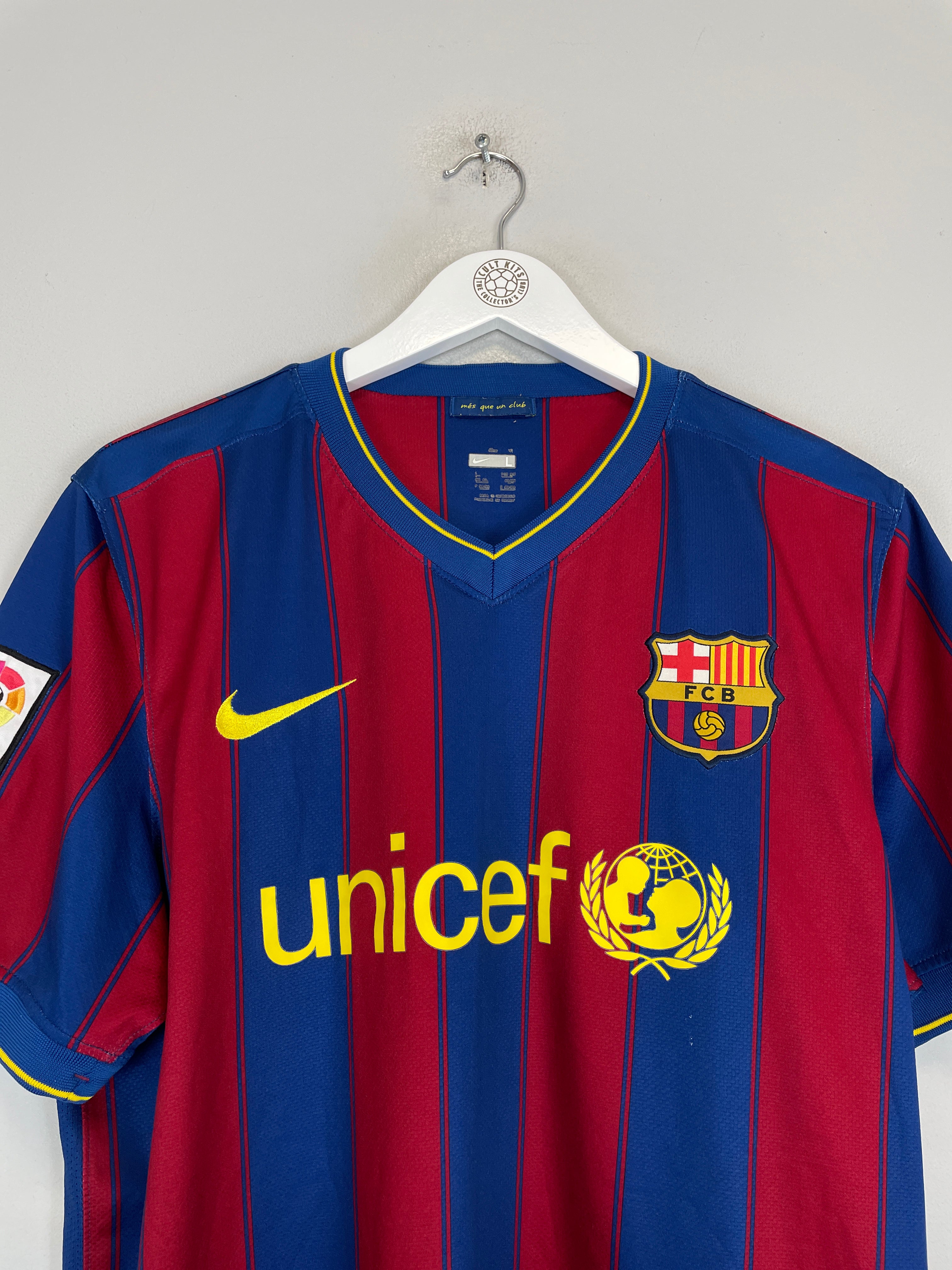 Buy 2009/10 BARCELONA MESSI 10 HOME SHIRT (L) NIKE ~ Free worldwide shipping available ~ Authentic Vintage Football Shirts from Cult Kits