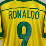1998/00 BRAZIL RONALDO #9 HOME SHIRT (M) NIKE