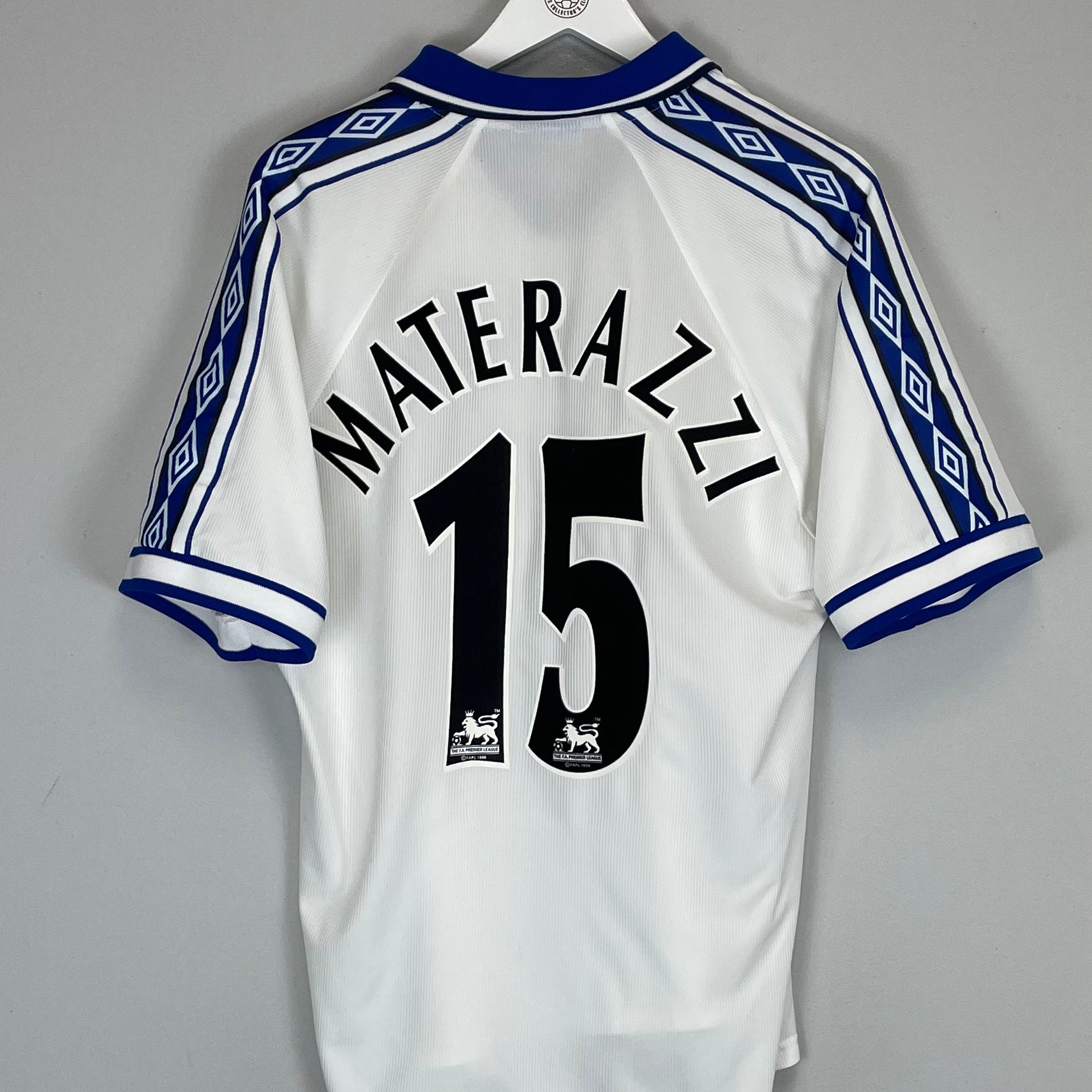 Shop 1998/99 EVERTON MATERAZZI #15 AWAY SHIRT (L) UMBRO, classic football shirts, vintage football shirts & retro soccer jerseys at Cult Kits