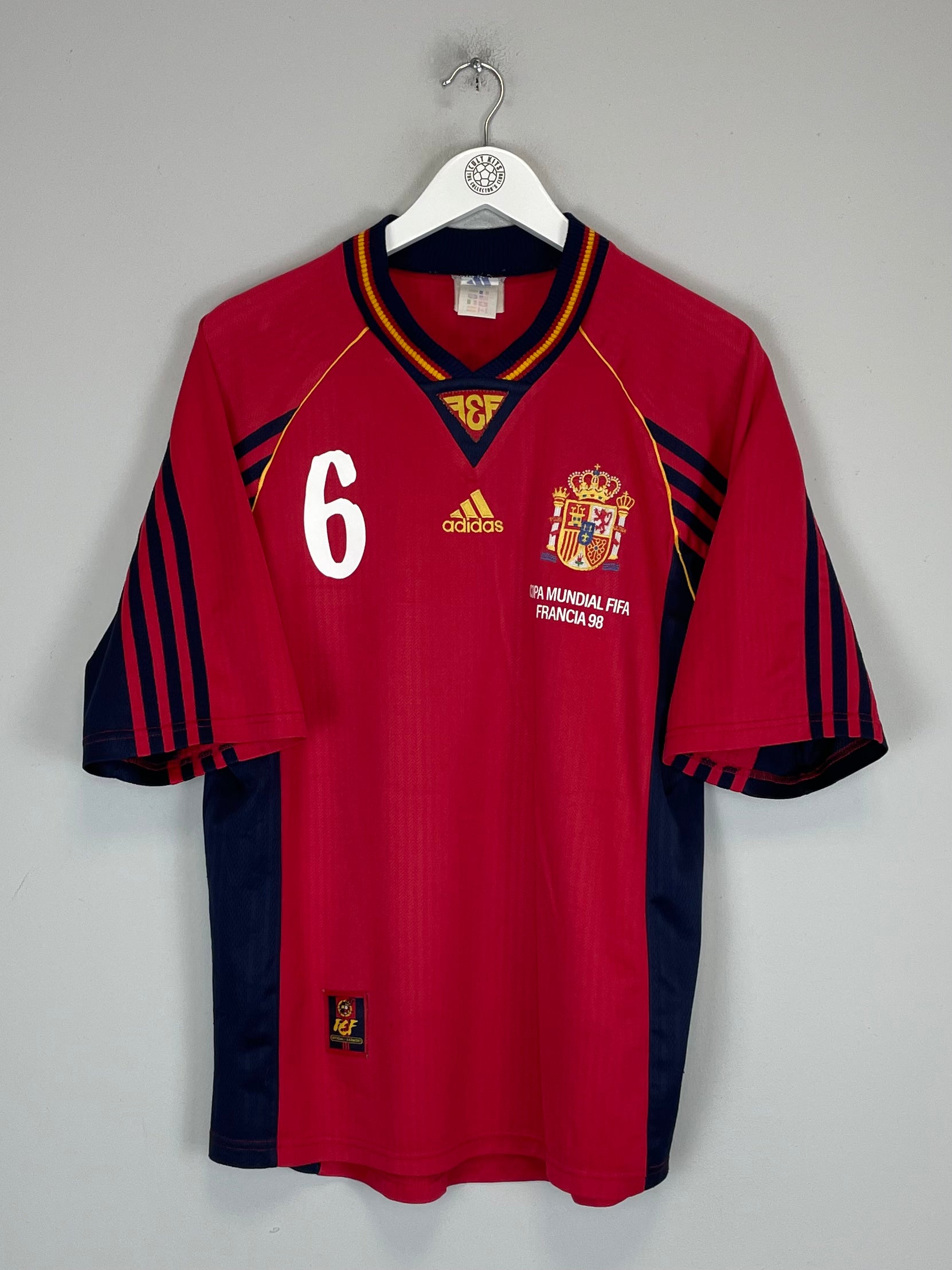 Shop 1998/00 SPAIN HIERRO #6 HOME SHIRT (L) ADIDAS, classic football shirts, vintage football shirts & retro soccer jerseys at Cult Kits