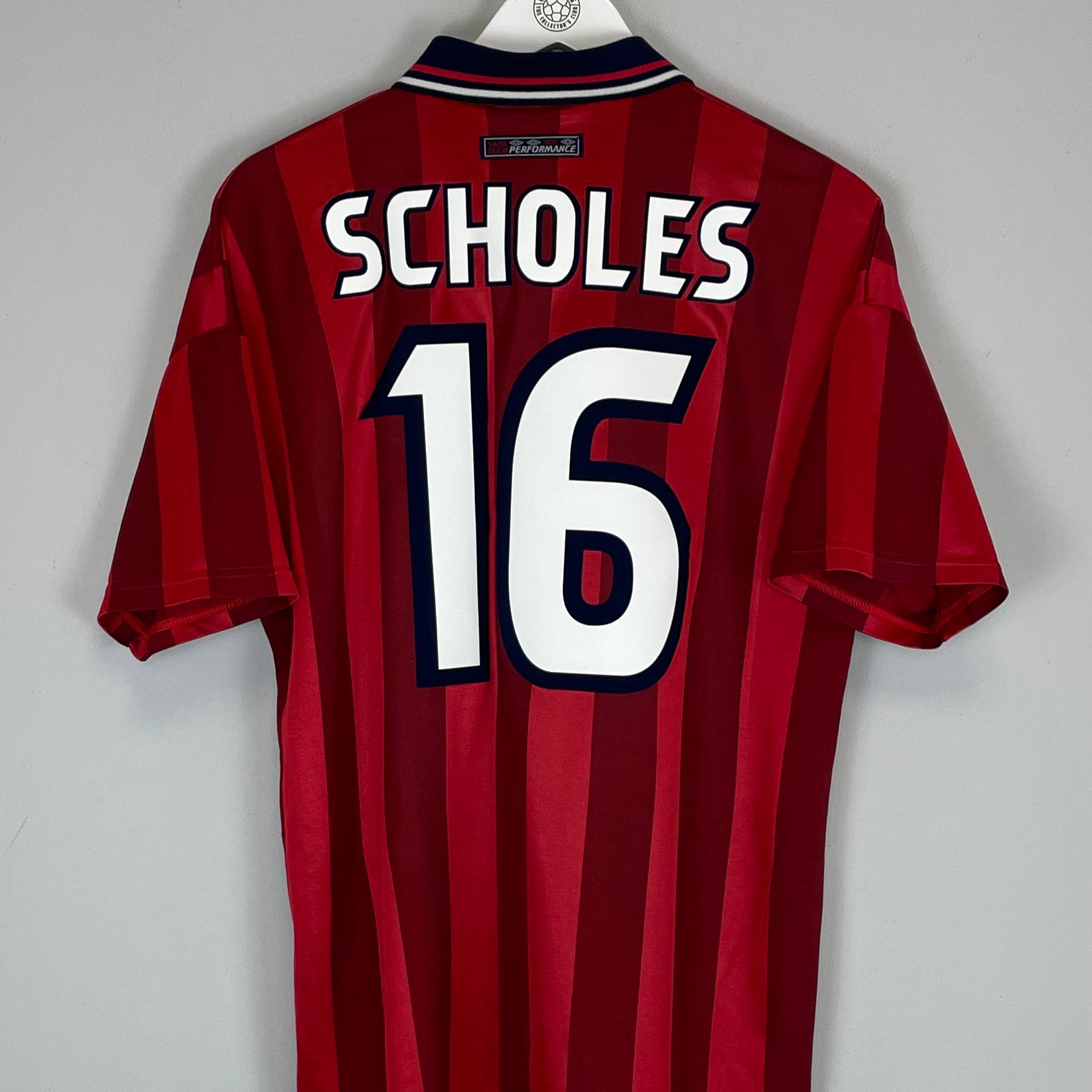 Shop 1997/99 ENGLAND SCHOLES #16 AWAY SHIRT (L) UMBRO, classic football shirts, vintage football shirts & retro soccer jerseys at Cult Kits