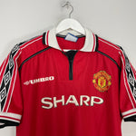 Shop 1998/00 MANCHESTER UNITED HOME SHIRT (L) UMBRO, classic football shirts, vintage football shirts & retro soccer jerseys at Cult Kits