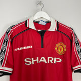 Shop 1998/00 MANCHESTER UNITED HOME SHIRT (L) UMBRO, classic football shirts, vintage football shirts & retro soccer jerseys at Cult Kits