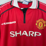 Shop 1998/00 MANCHESTER UNITED HOME SHIRT (L) UMBRO, classic football shirts, vintage football shirts & retro soccer jerseys at Cult Kits