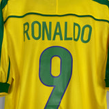 1998/00 BRAZIL RONALDO #9 HOME SHIRT (M) NIKE