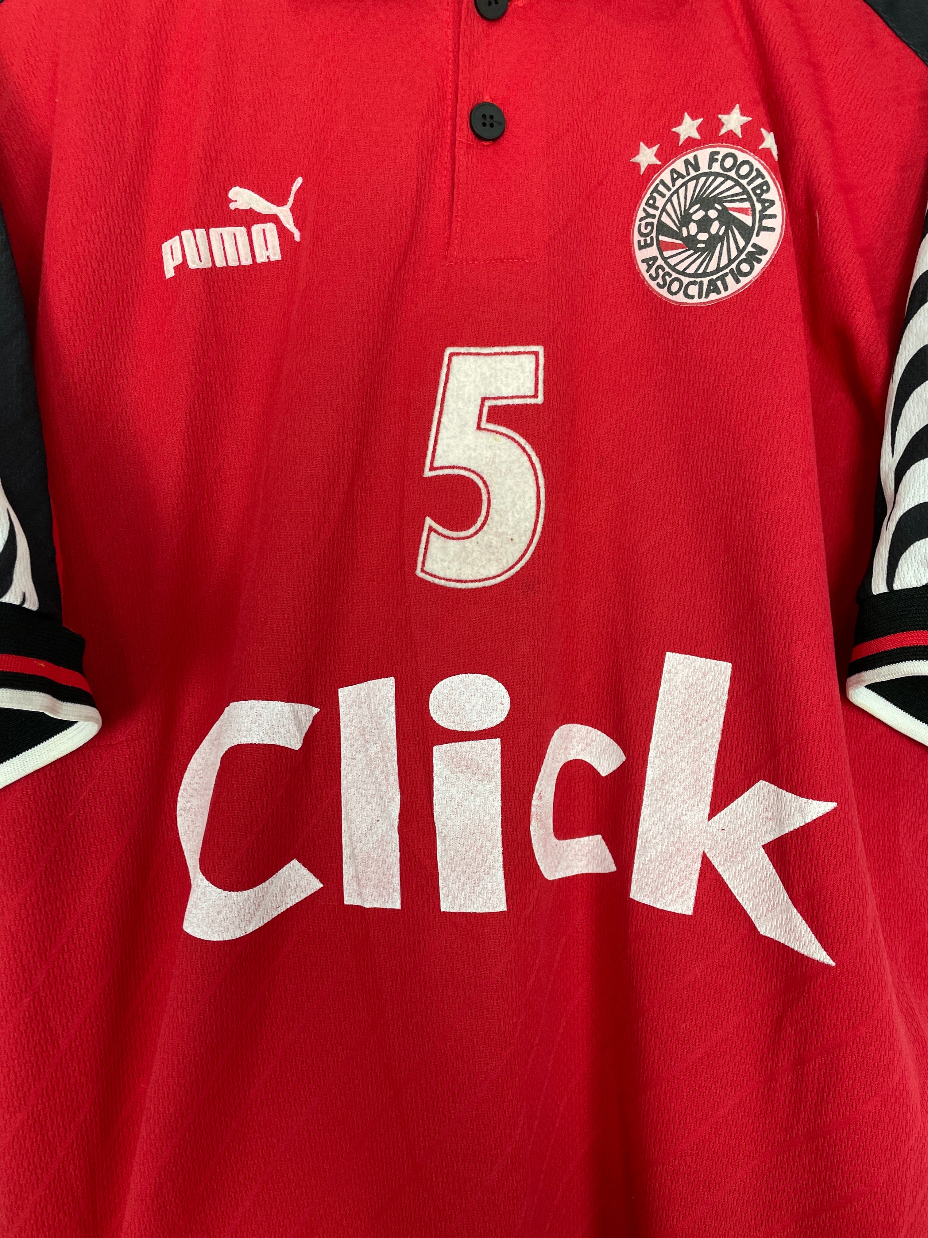 Shop 1999 EGYPT #5 *PLAYER ISSUE* HOME SHIRT (XL) PUMA, classic football shirts, vintage football shirts & retro soccer jerseys at Cult Kits