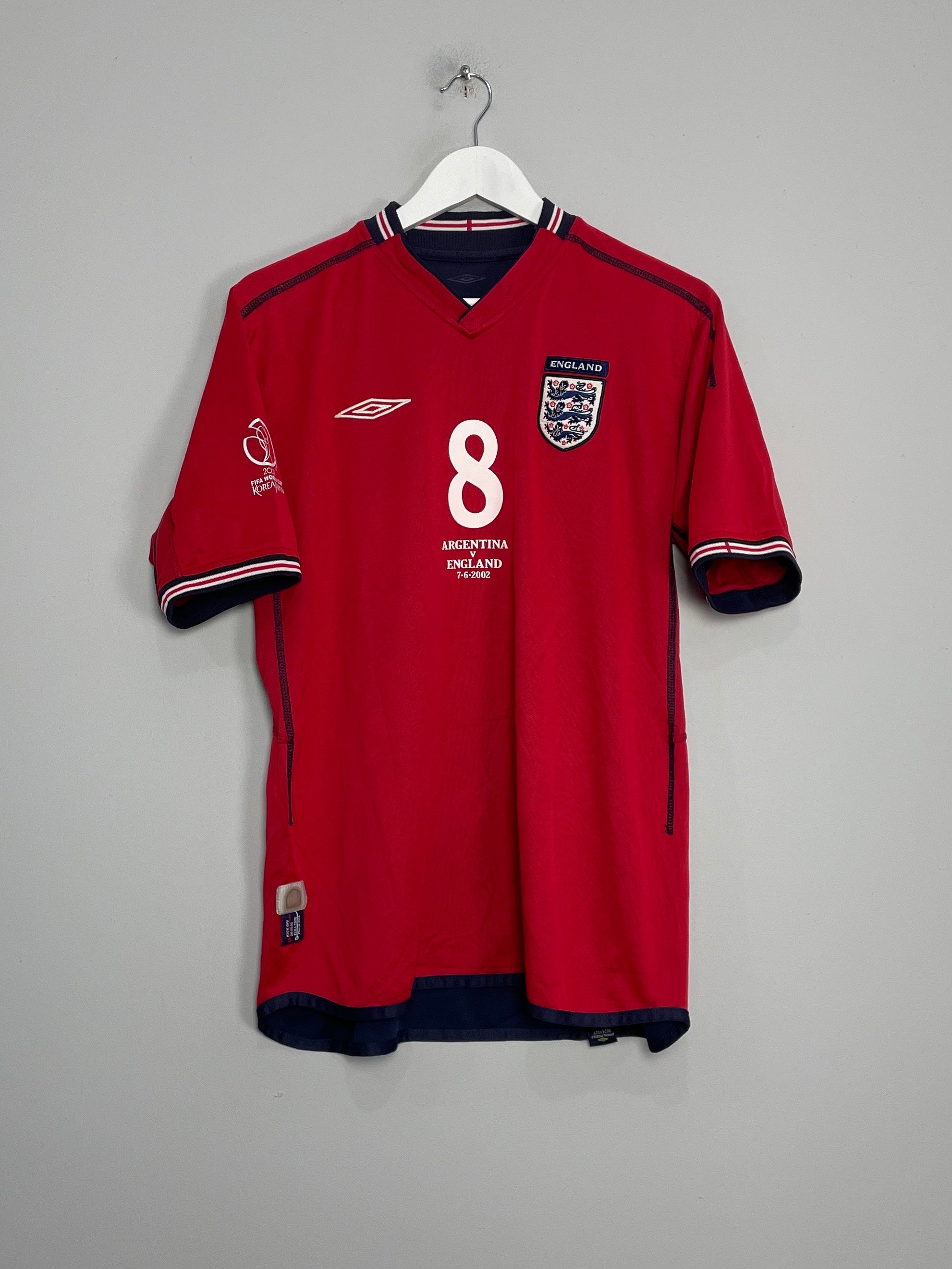 Shop 2002/04 ENGLAND SCHOLES #8 AWAY SHIRT (M) UMBRO, classic football shirts, vintage football shirts & retro soccer jerseys at Cult Kits