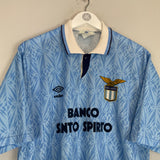 1991/92 LAZIO HOME SHIRT (L) UMBRO