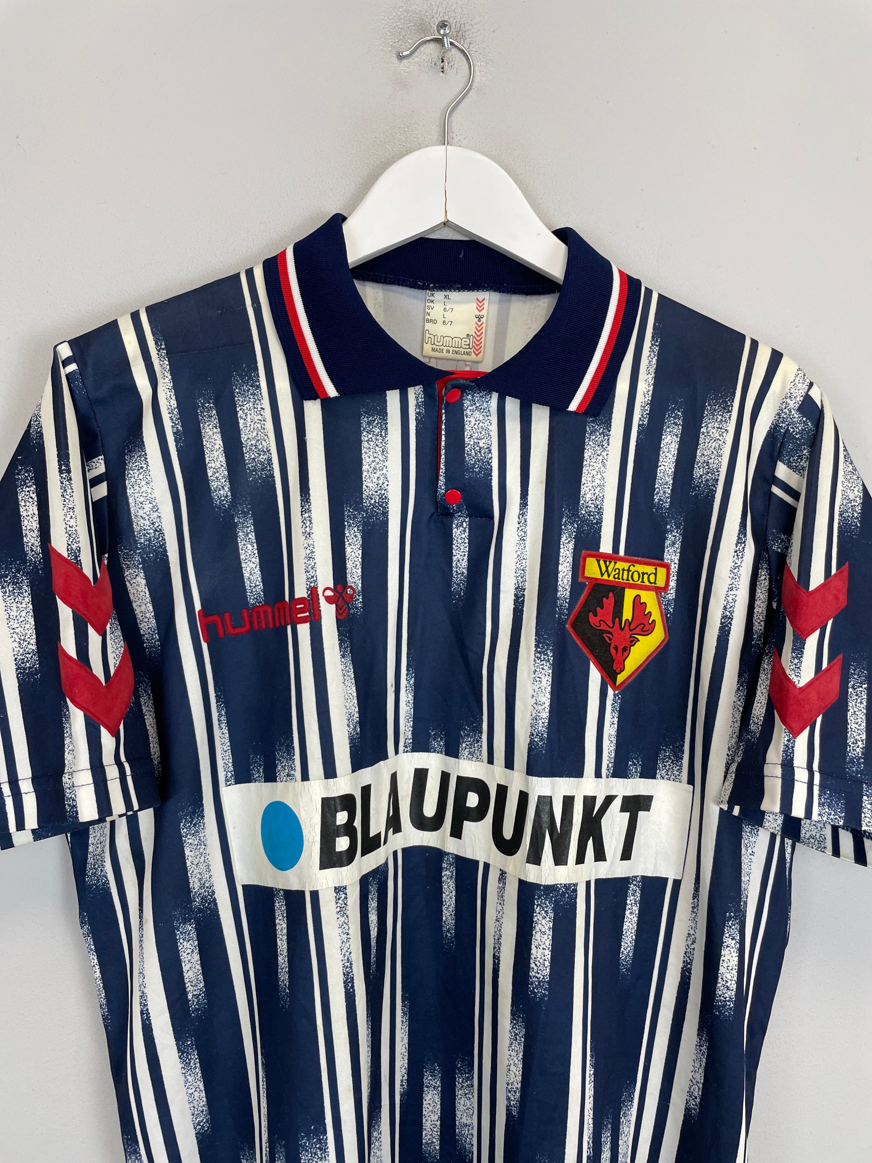 Shop 1993/95 WATFORD RAMAGE #6 *SIGNED* AWAY SHIRT (L) HUMMEL, classic football shirts, vintage football shirts & retro soccer jerseys at Cult Kits