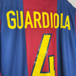 Shop 1998/00 BARCELONA GUARDIOLA #4 HOME SHIRT (L) NIKE, classic football shirts, vintage football shirts & retro soccer jerseys at Cult Kits