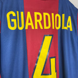 Shop 1998/00 BARCELONA GUARDIOLA #4 HOME SHIRT (L) NIKE, classic football shirts, vintage football shirts & retro soccer jerseys at Cult Kits