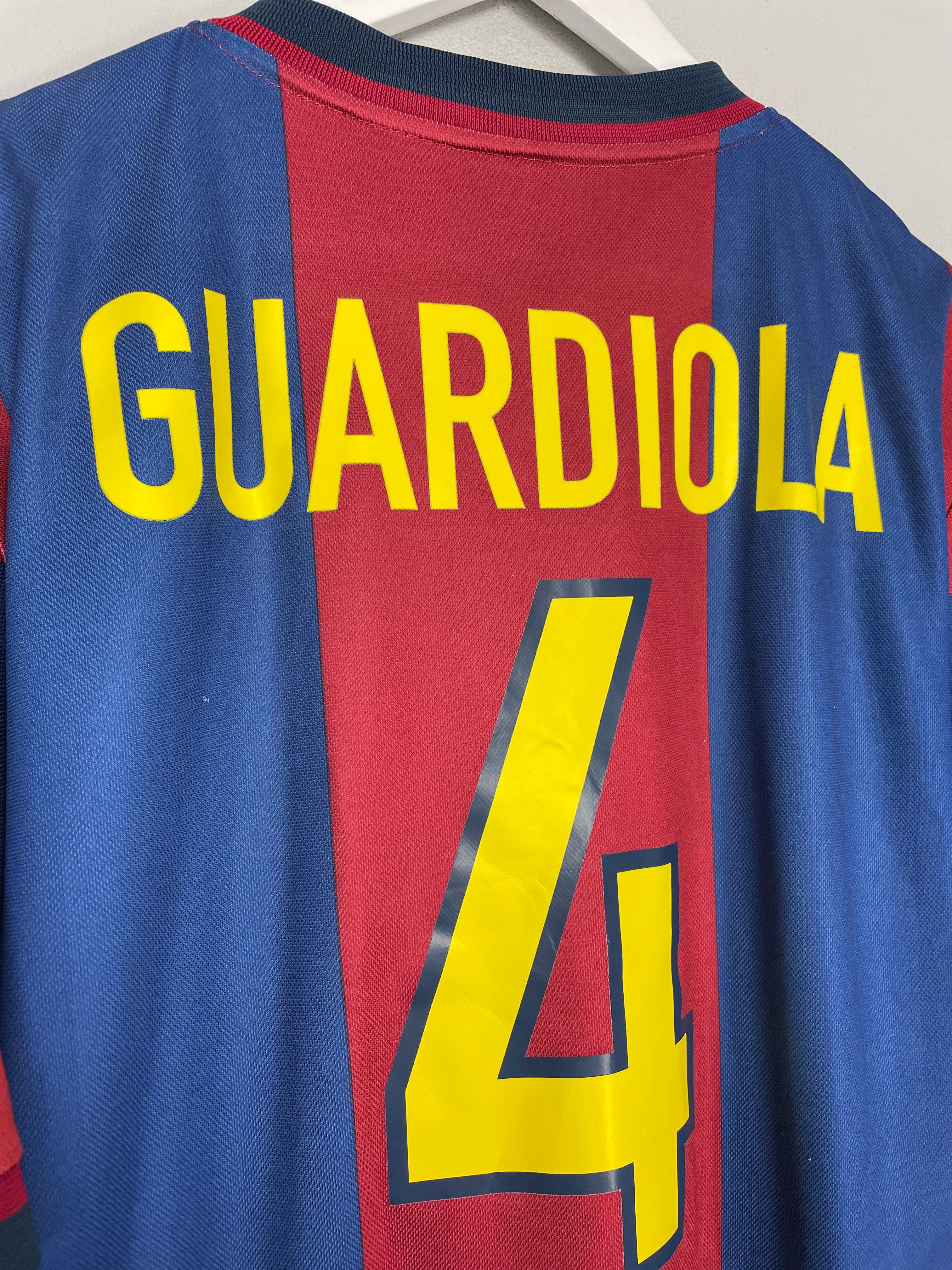 Shop 1998/00 BARCELONA GUARDIOLA #4 HOME SHIRT (L) NIKE, classic football shirts, vintage football shirts & retro soccer jerseys at Cult Kits