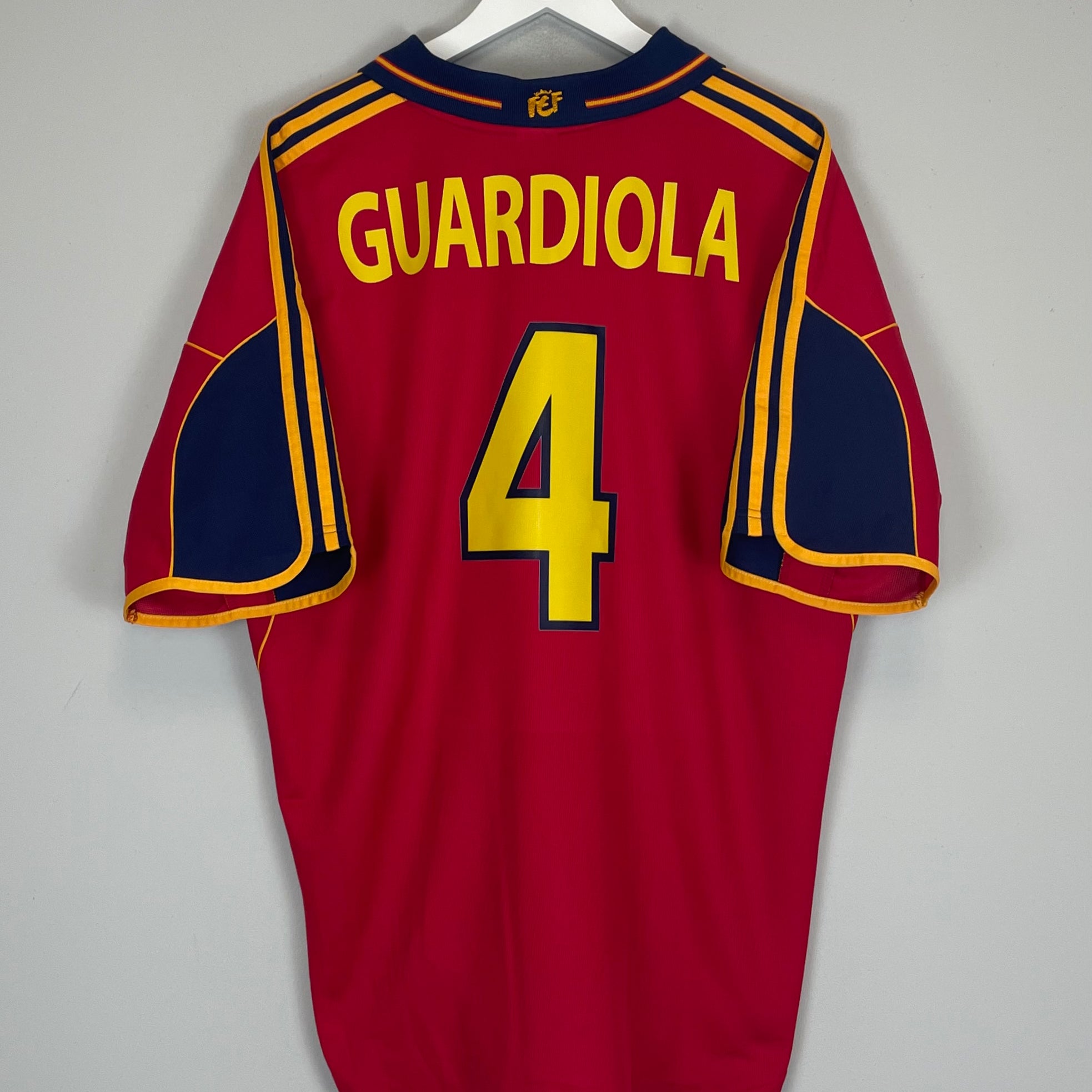 Shop 1999/02 SPAIN GUARDIOLA #4 HOME SHIRT (XL) ADIDAS, classic football shirts, vintage football shirts & retro soccer jerseys at Cult Kits