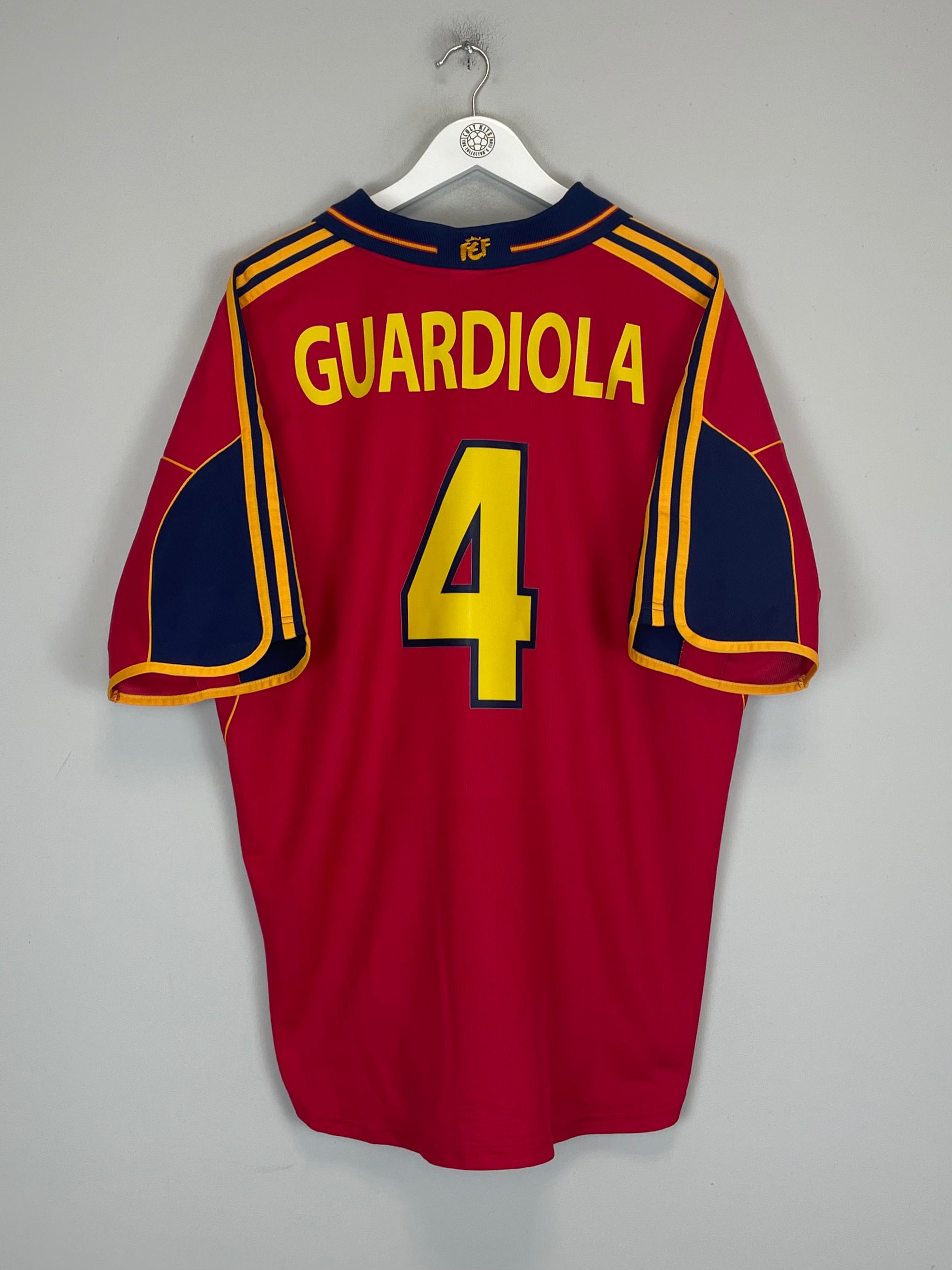 Shop 1999/02 SPAIN GUARDIOLA #4 HOME SHIRT (XL) ADIDAS, classic football shirts, vintage football shirts & retro soccer jerseys at Cult Kits