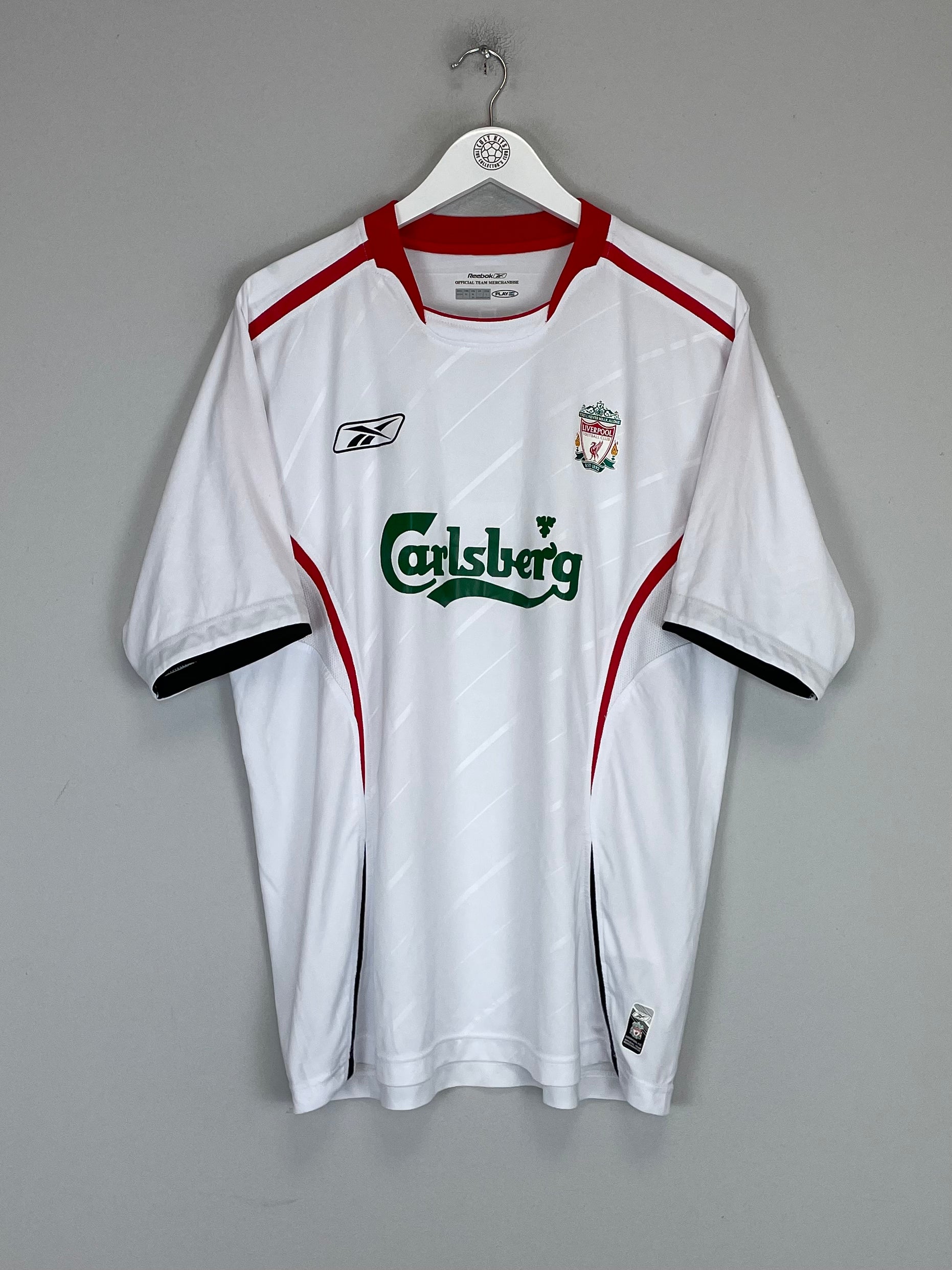 Buy 2005/06 LIVERPOOL RIISE 6 AWAY SHIRT (L) REEBOK ~ Free worldwide shipping available ~ Authentic Vintage Football Shirts from Cult Kits