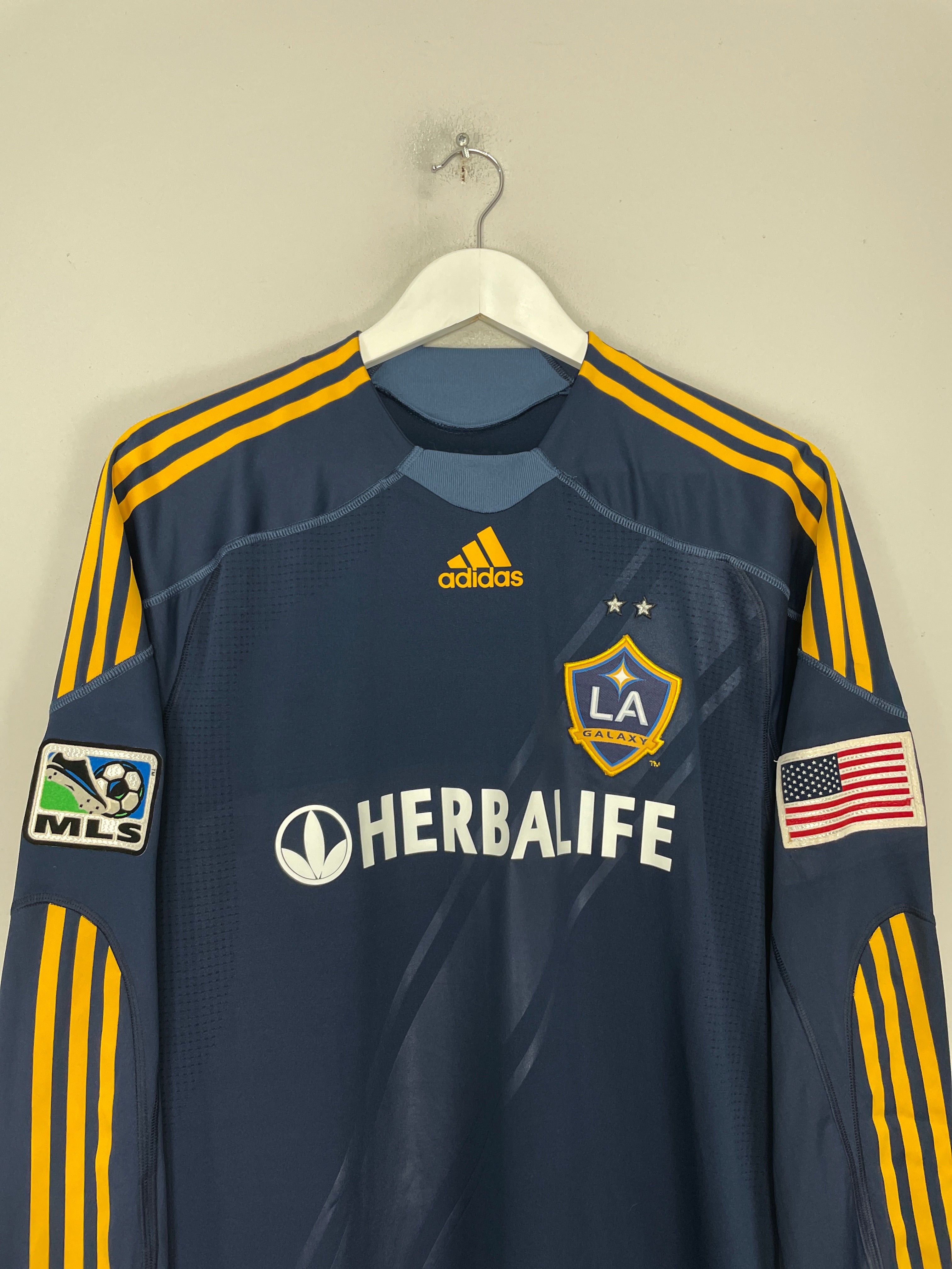 Shop 2013/15 LA GALAXY BECKHAM #23 *PLAYER ISSUE* L/S AWAY SHIRT (L) ADIDAS, classic football shirts, vintage football shirts & retro soccer jerseys at Cult Kits
