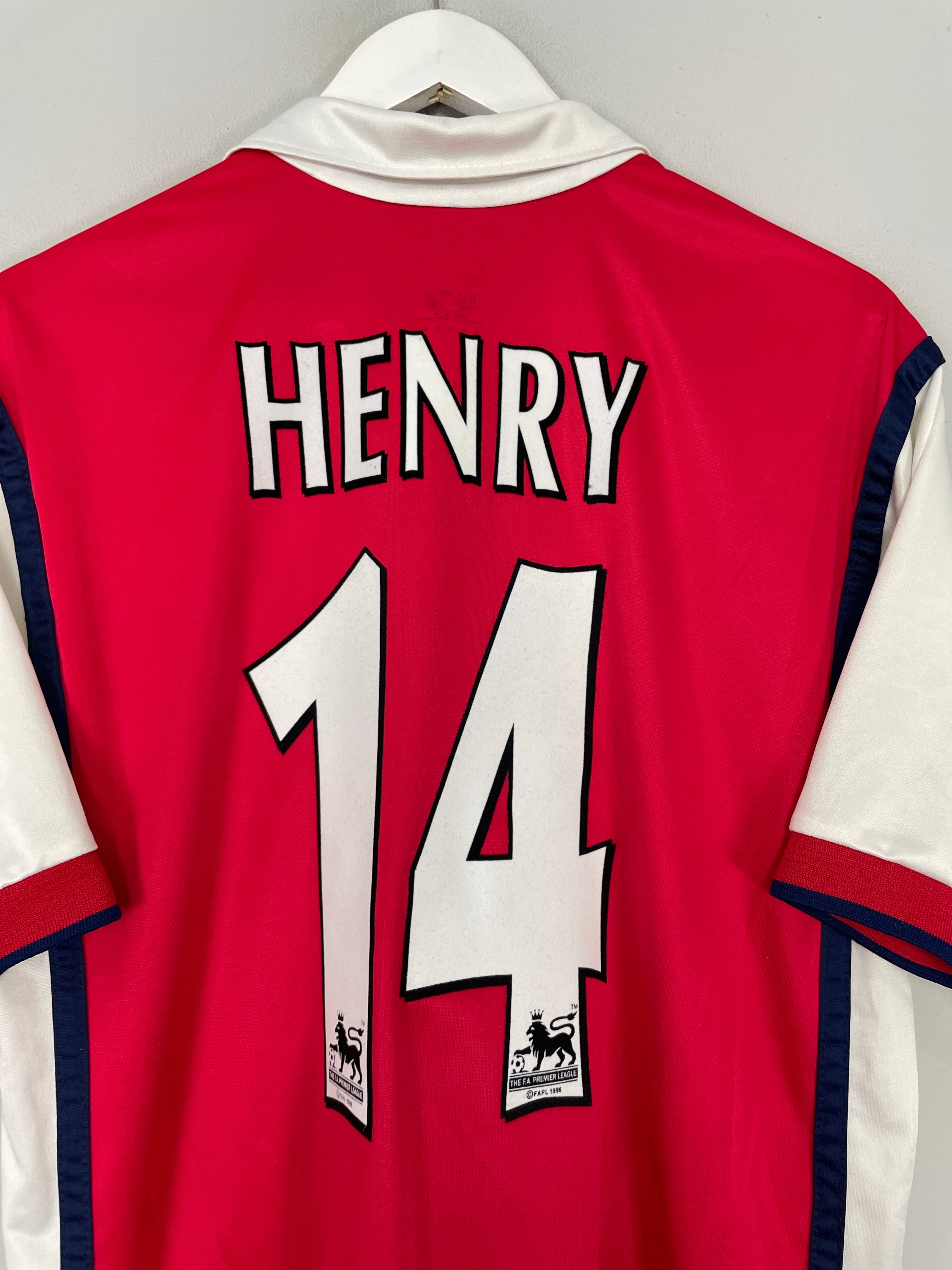 Shop 1999/00 ARSENAL HENRY #14 HOME SHIRT (M) NIKE, classic football shirts, vintage football shirts & retro soccer jerseys at Cult Kits