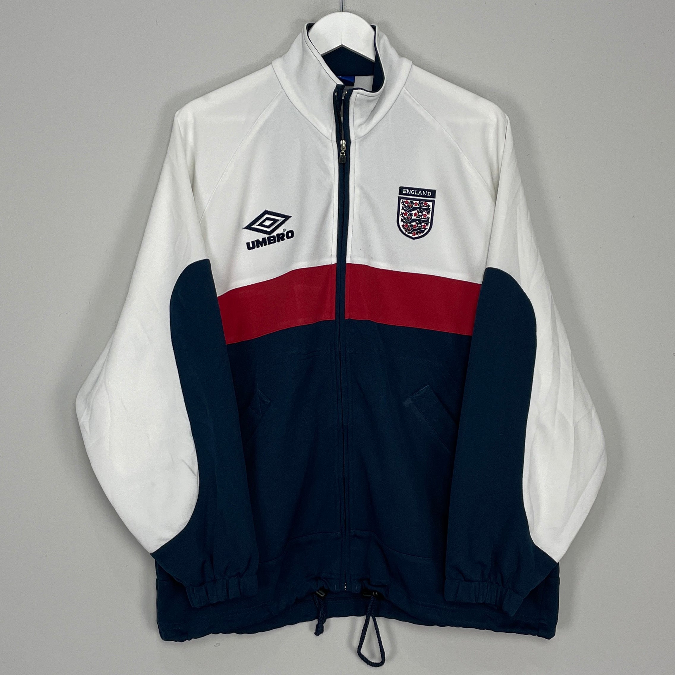 Shop 2000/02 ENGLAND TRACK JACKET (L) UMBRO, classic football shirts, vintage football shirts & retro soccer jerseys at Cult Kits