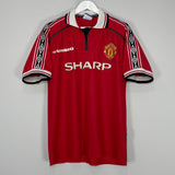 Shop 1998/00 MANCHESTER UNITED HOME SHIRT (L) UMBRO, classic football shirts, vintage football shirts & retro soccer jerseys at Cult Kits
