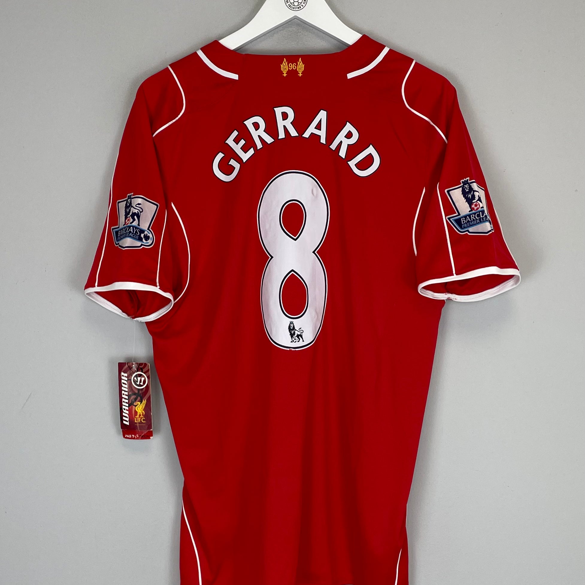 Shop 2014/15 LIVERPOOL GERRARD #8 *BNWT* HOME SHIRT (L) WARRIOR, classic football shirts, vintage football shirts & retro soccer jerseys at Cult Kits