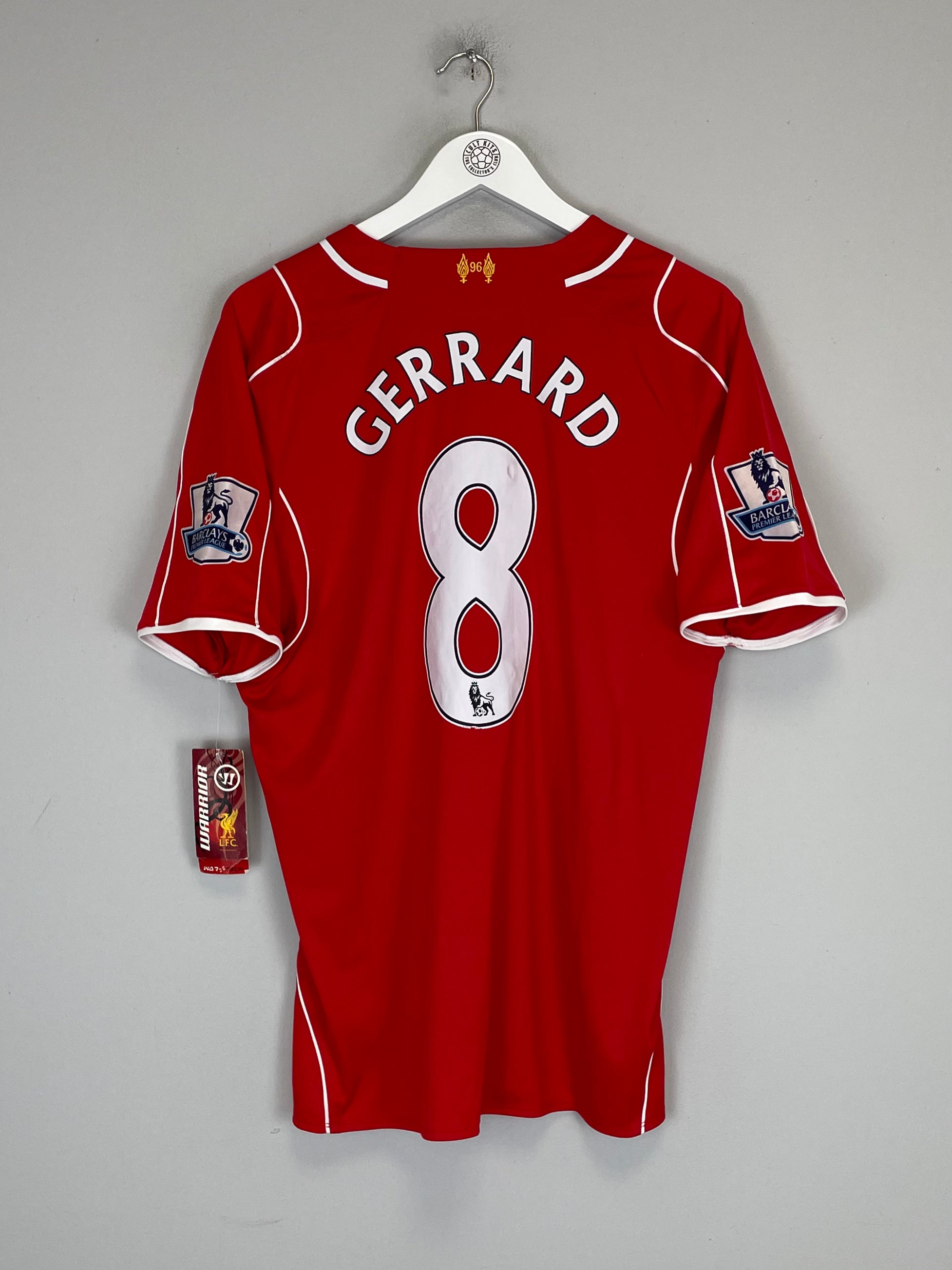Shop 2014/15 LIVERPOOL GERRARD #8 *BNWT* HOME SHIRT (L) WARRIOR, classic football shirts, vintage football shirts & retro soccer jerseys at Cult Kits